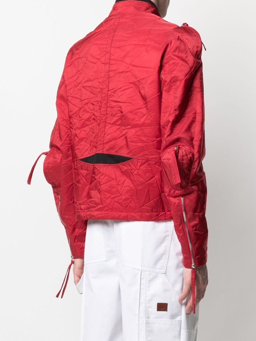 crinkled effect zip-up jacket - 4