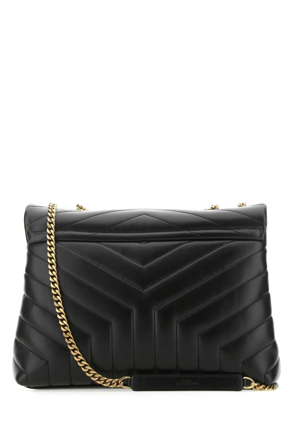 Saint Laurent Women Black Leather Medium Loulou Shoulder Bag - 3