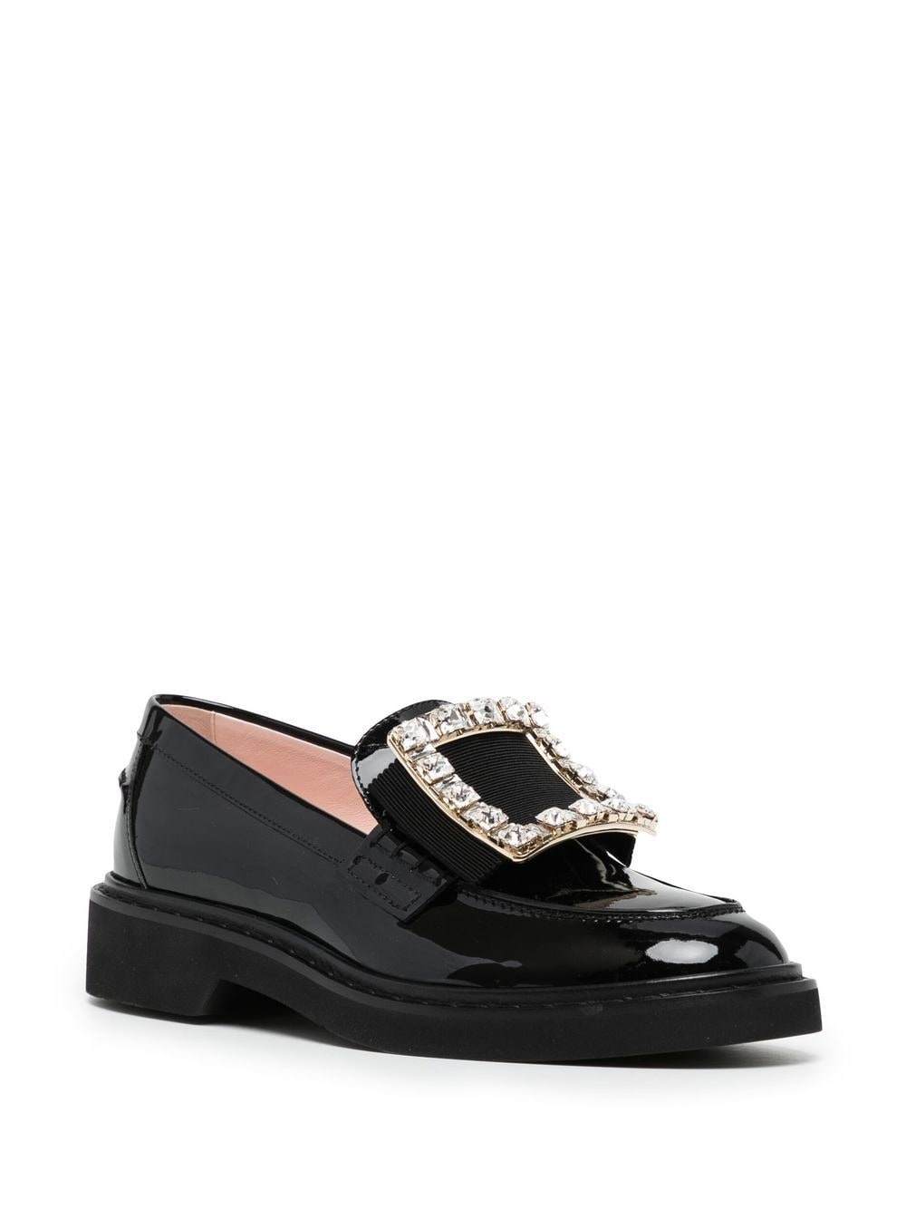 crystal-embellished patent leather loafers - 2