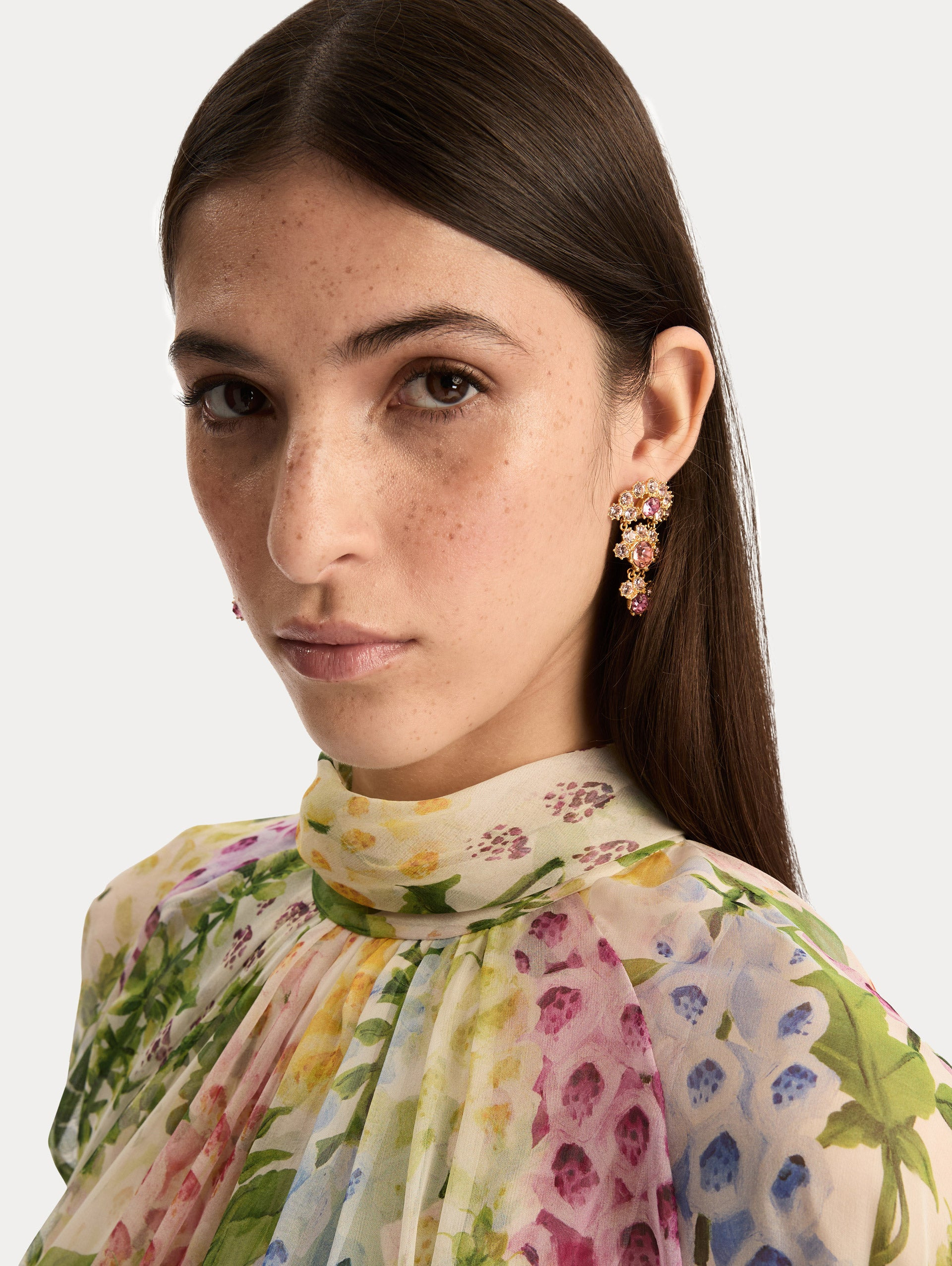 FACETED CRYSTAL ARCH DROP EARRINGS - 2