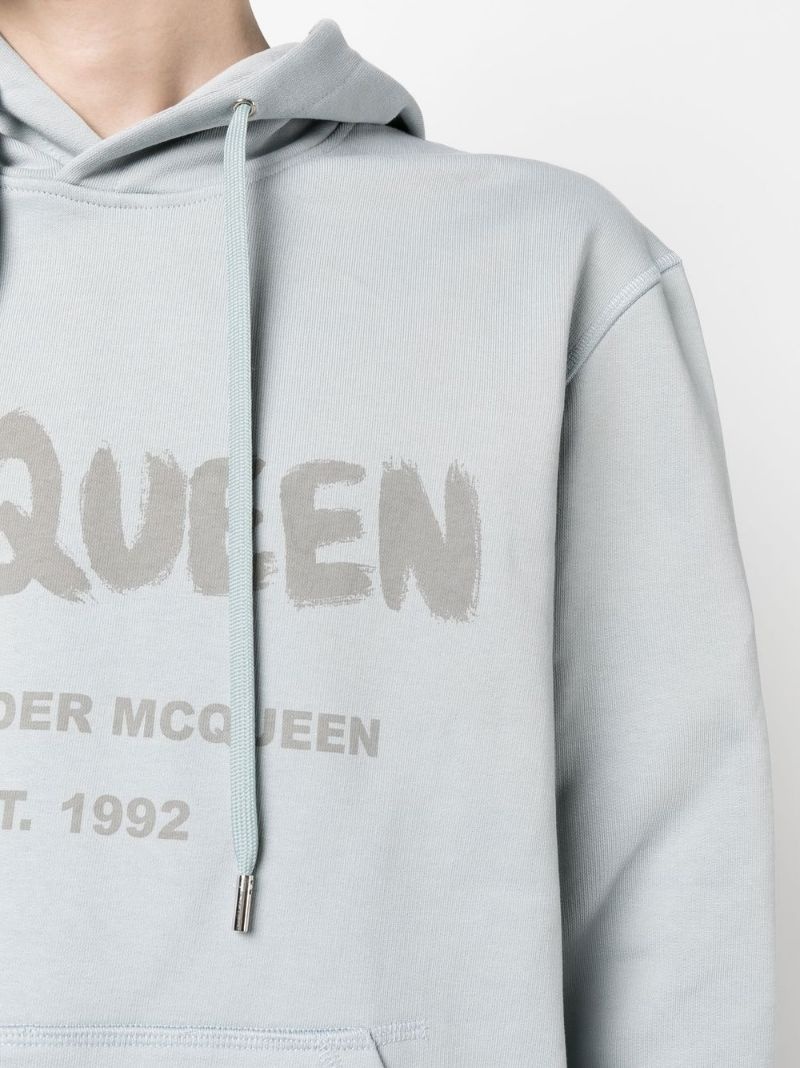 logo print drawstring hoodie - 5