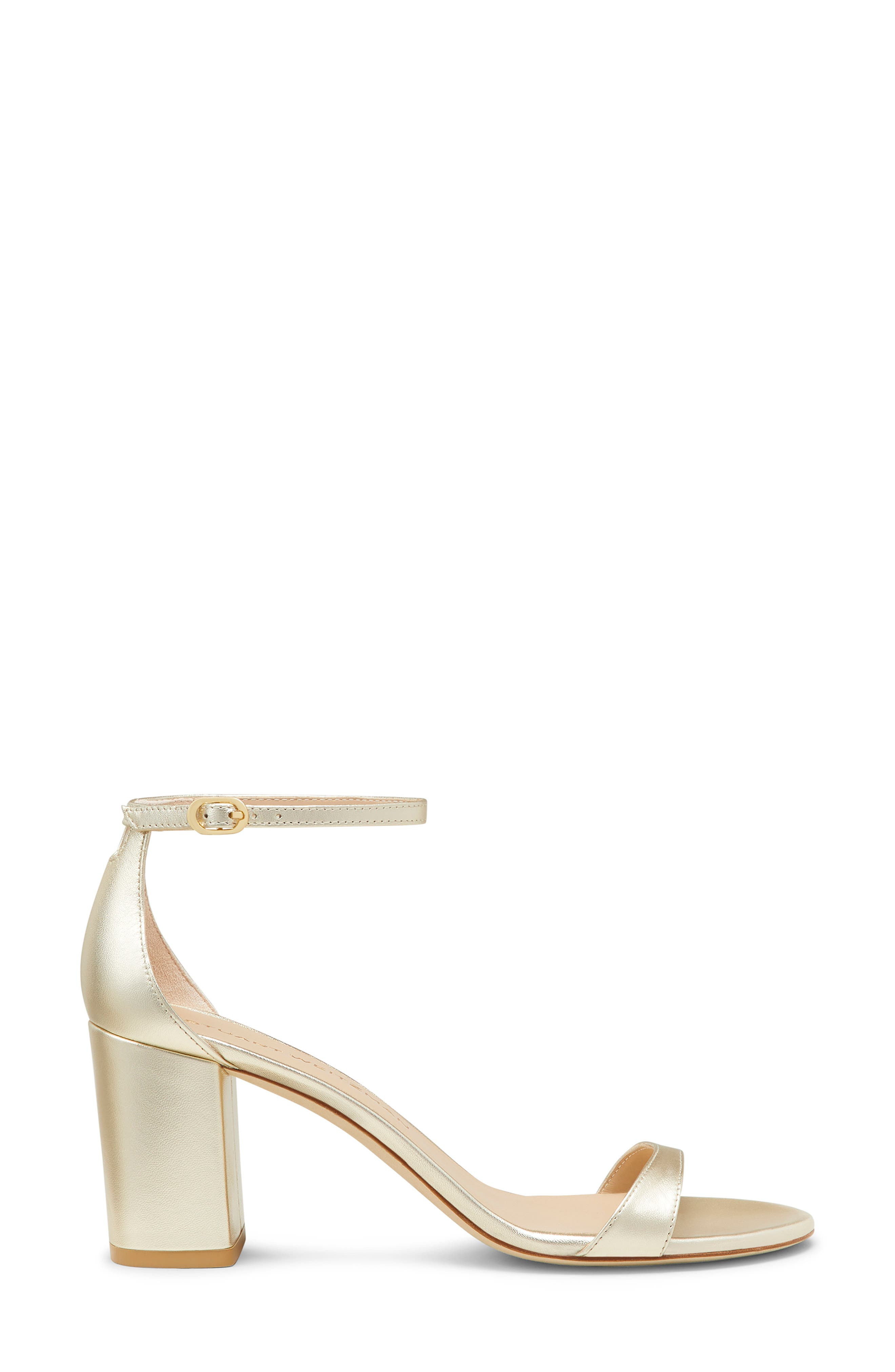 Stuart Weitzman Nudist Block 75 Sandal in Light Gold at Nordstrom - 2