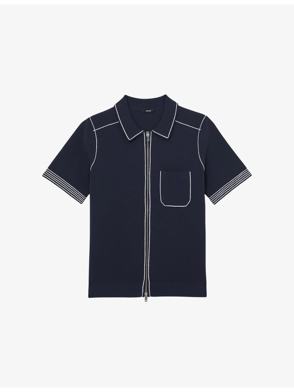 Blake Stitch-Detail Stretch-Knit Shirt - 1