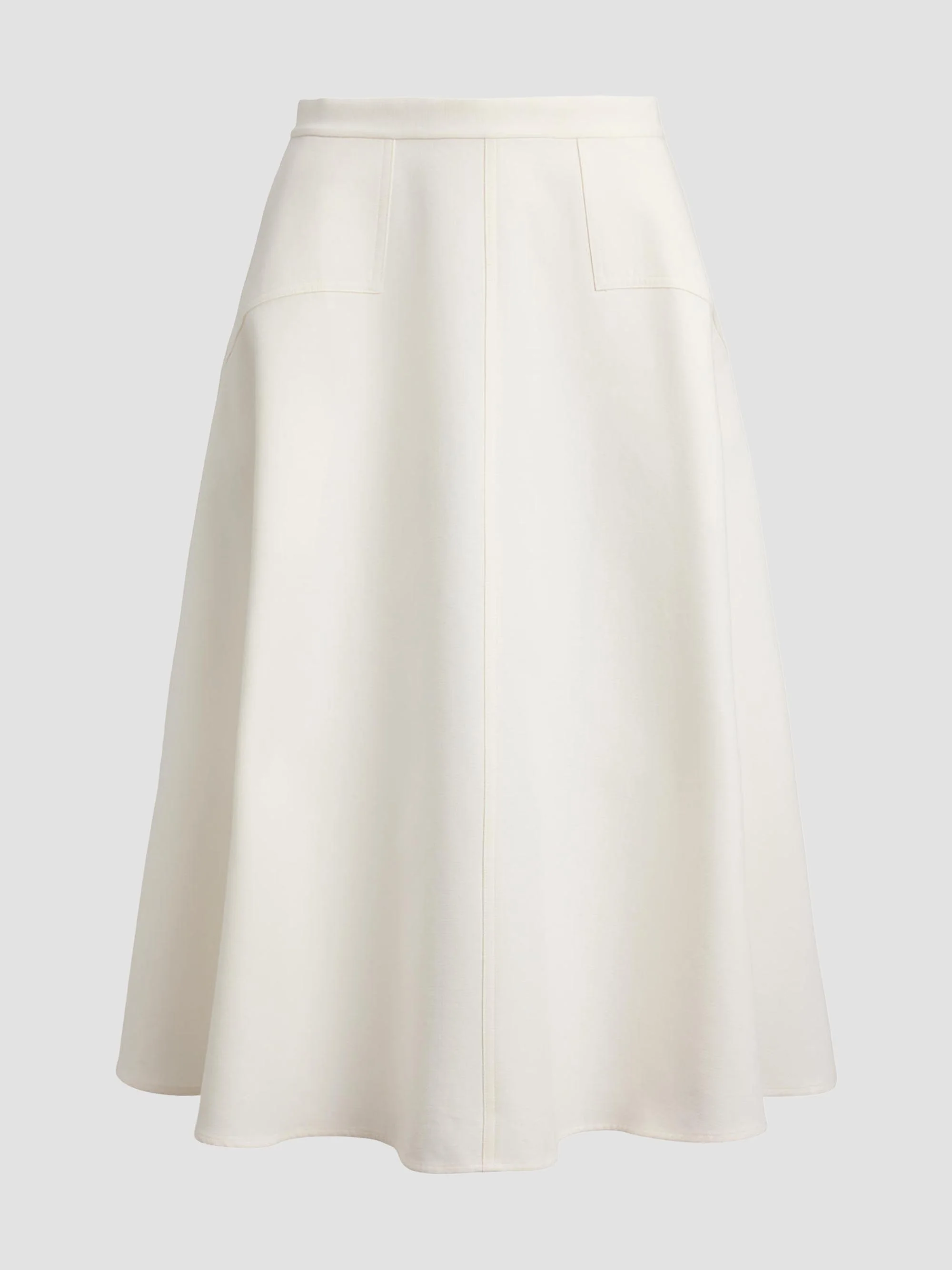 Women's Cotton-Wool A-Line Midi Skirt - Cream - 1