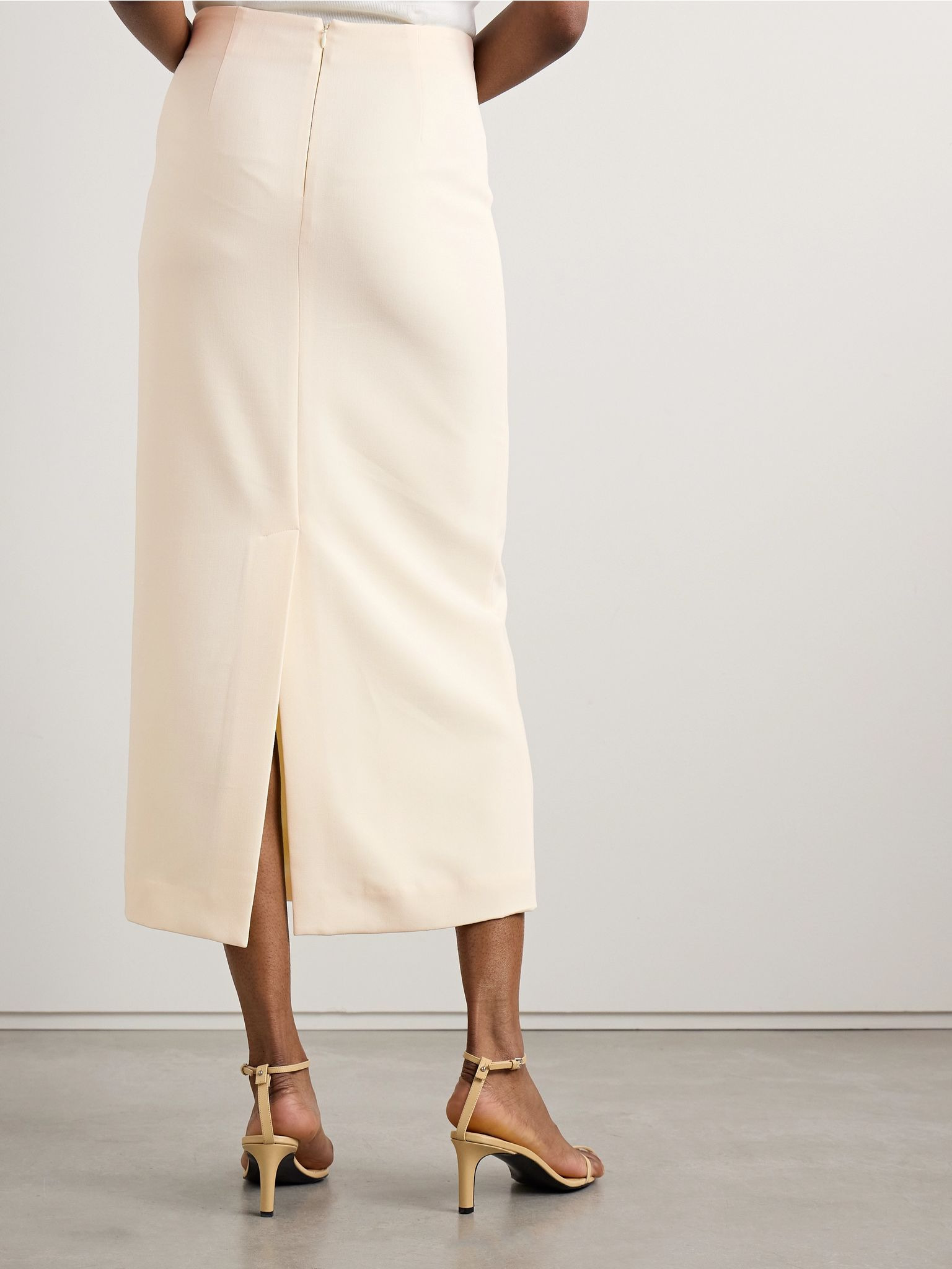 Smith crepe midi skirt Ecru - 4