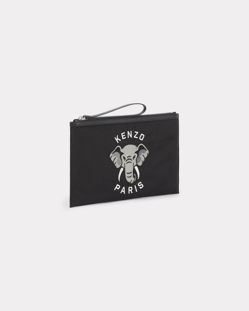 'KENZO Varsity' large embroidered nylon clutch 1