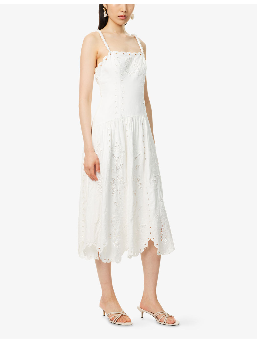 Richilieu Embroidered Linen-Blend Midi Dress - 3