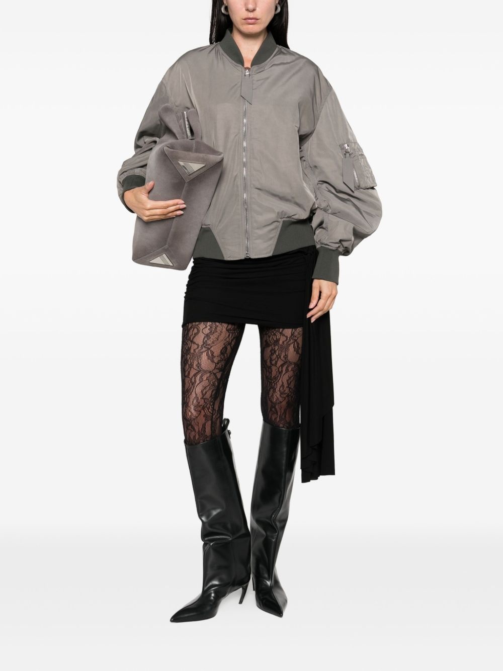 zip-fastening bomber jacket - 2