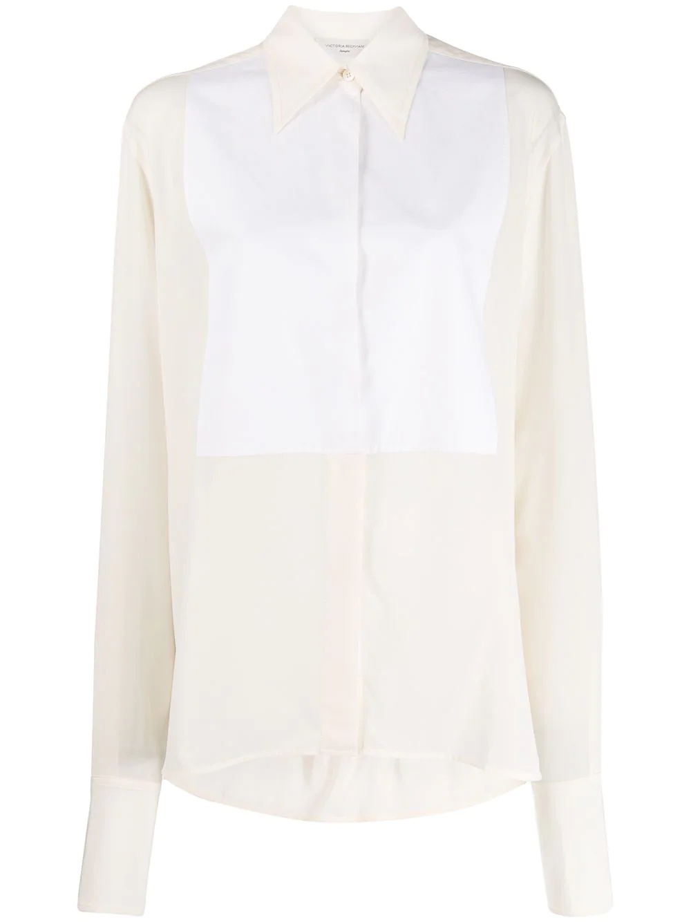 contrasting bib blouse - 1