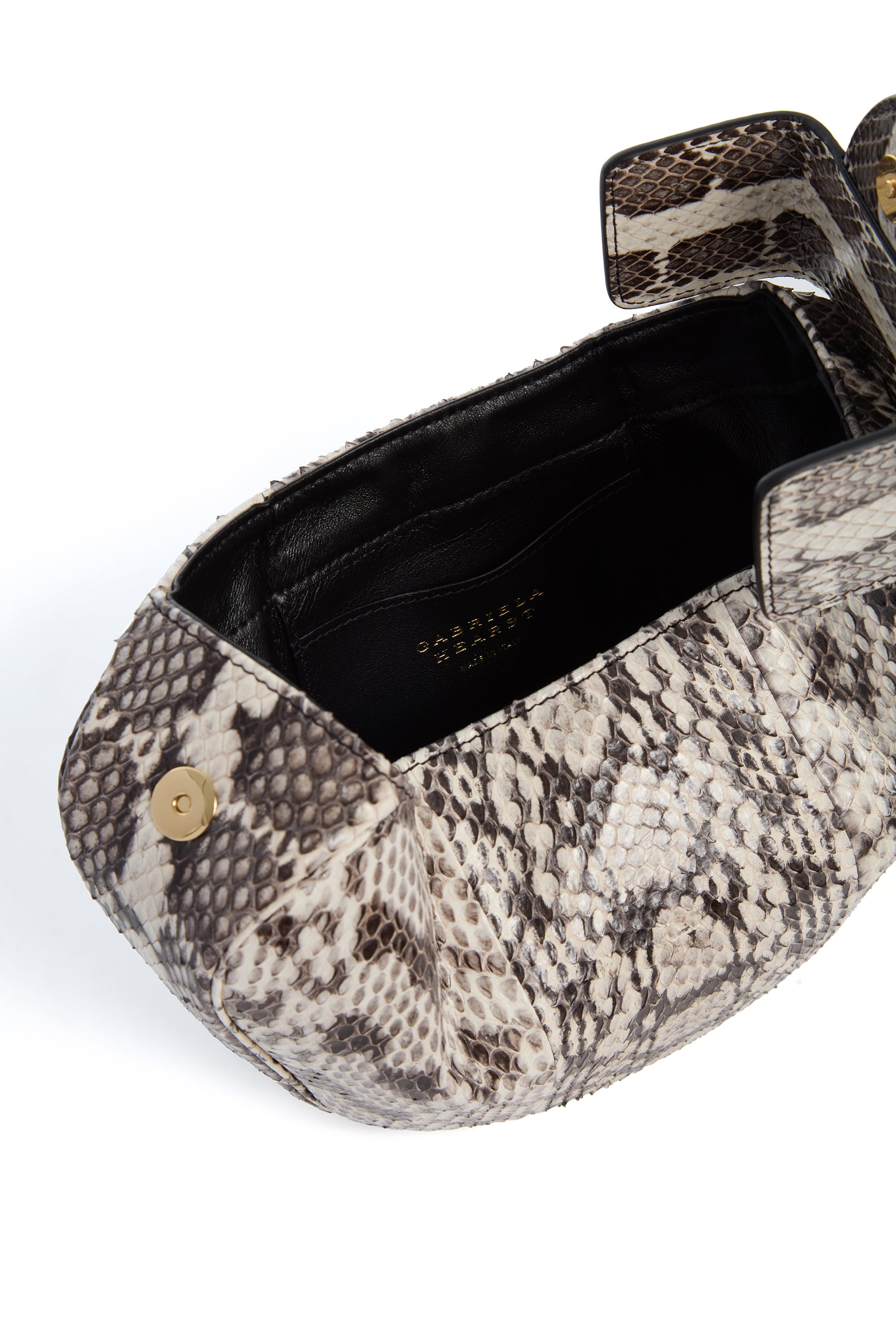 Soft Demi Clutch in Black and White Snakeskin - 4