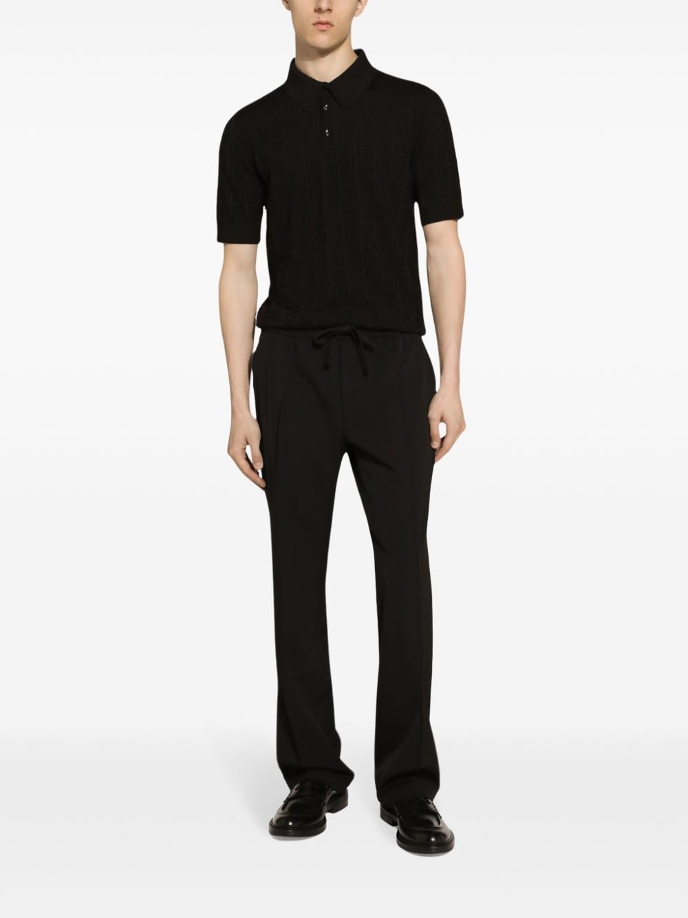 monogram-jacquard silk polo shirt - 3