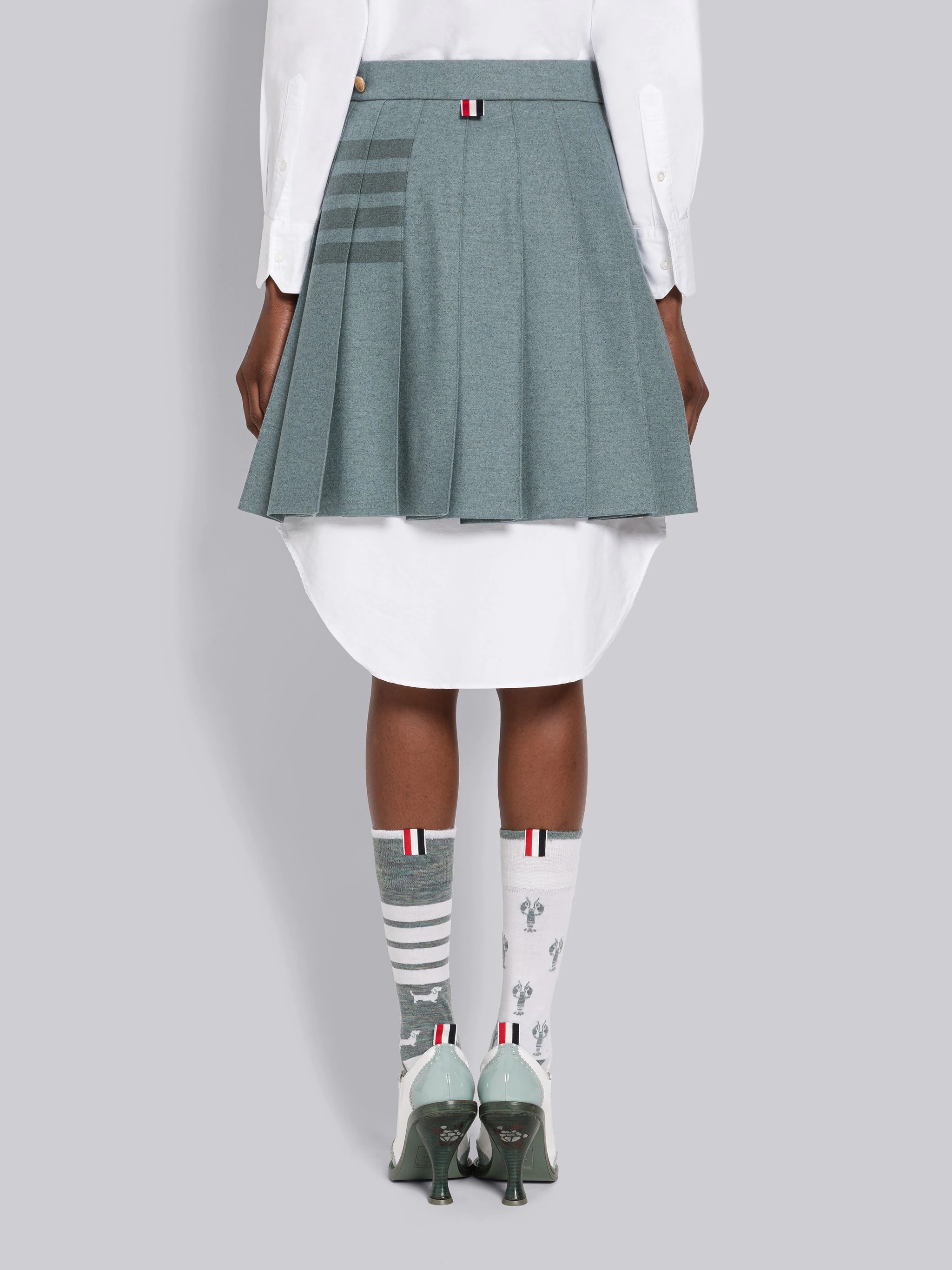 Flannel 4-Bar Pleated Mini Skirt - 3