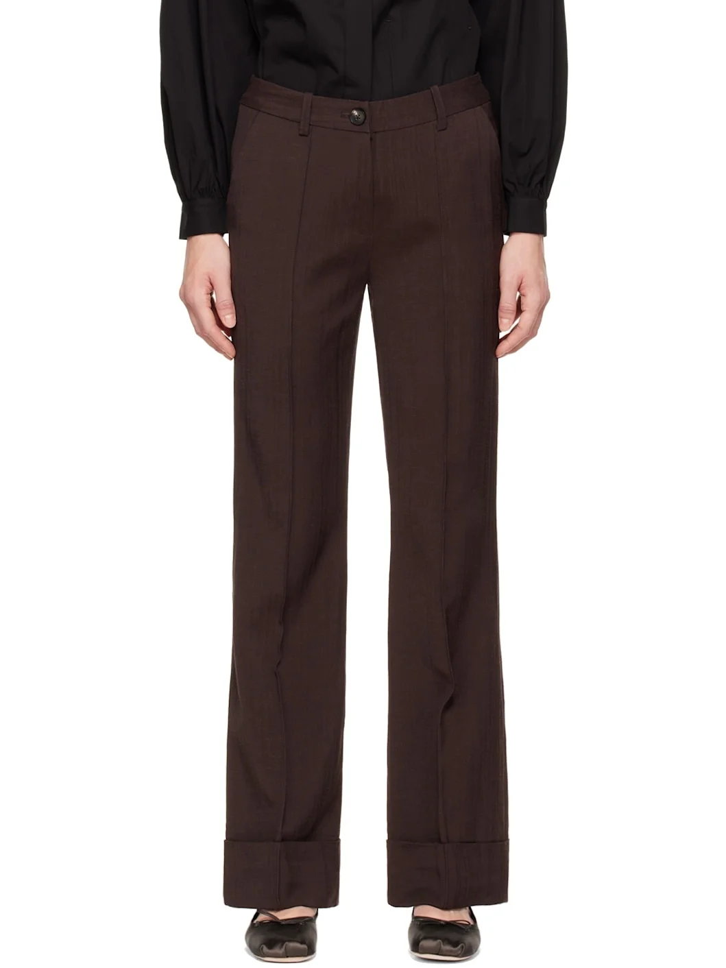 Brown Cuffed Trousers - 1