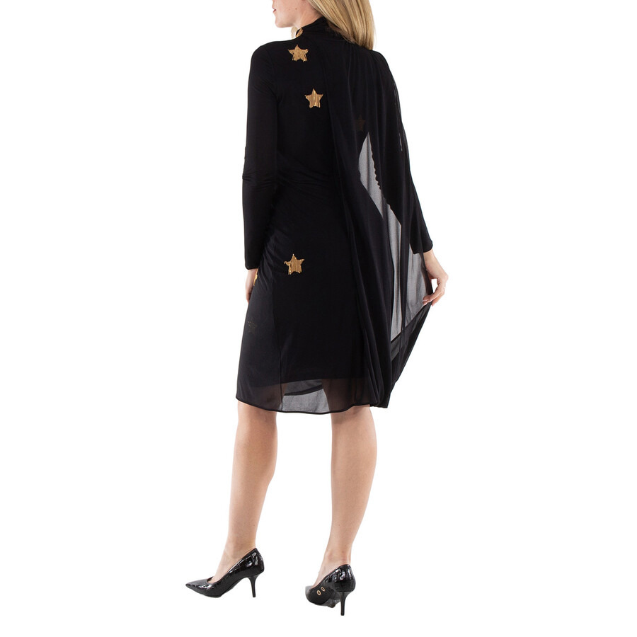 Burberry Black Star Motif Gathered Silk Viscose Dress - 6