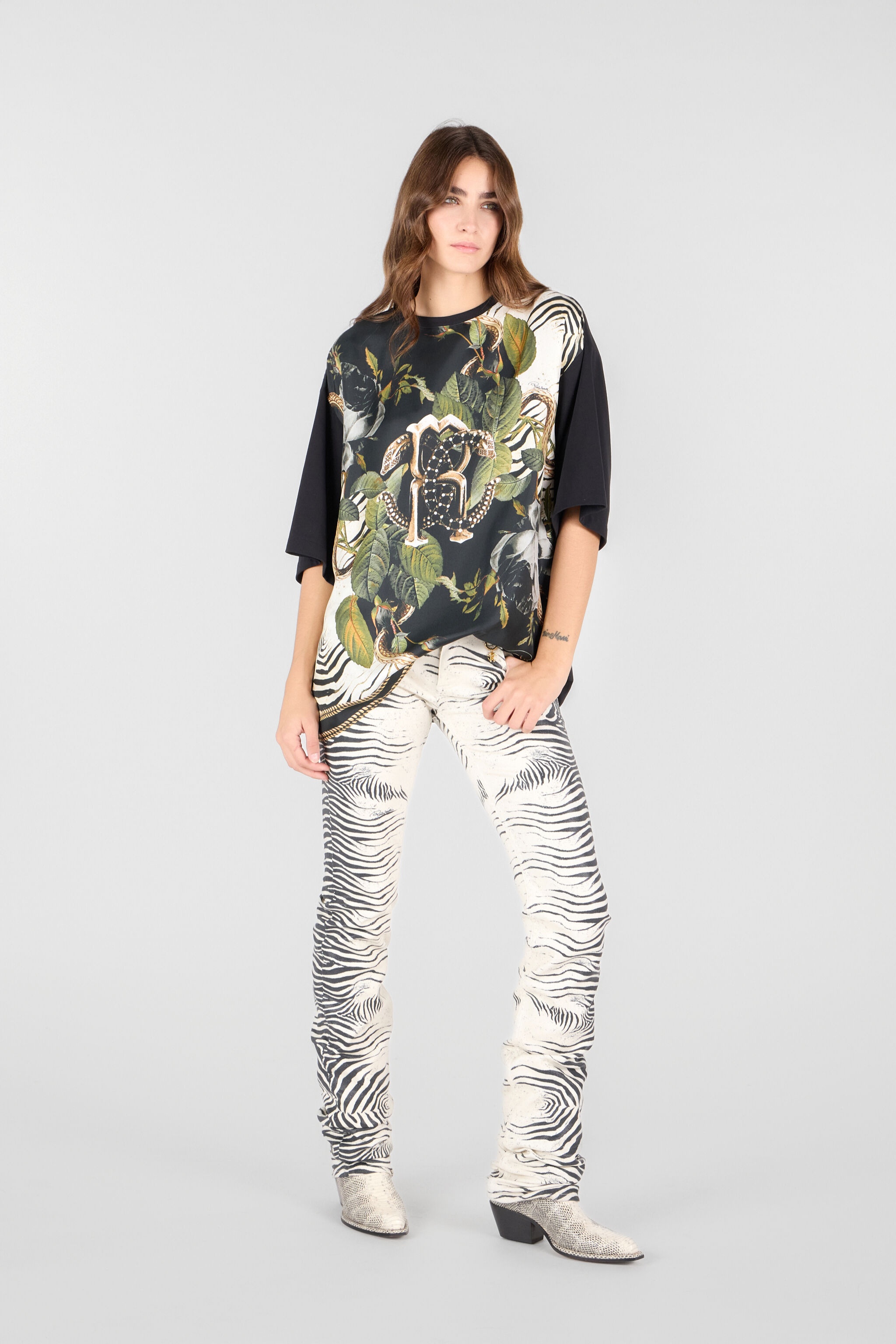 T-Shirt With Mirror Snake Monogram And Jungle Print - 2