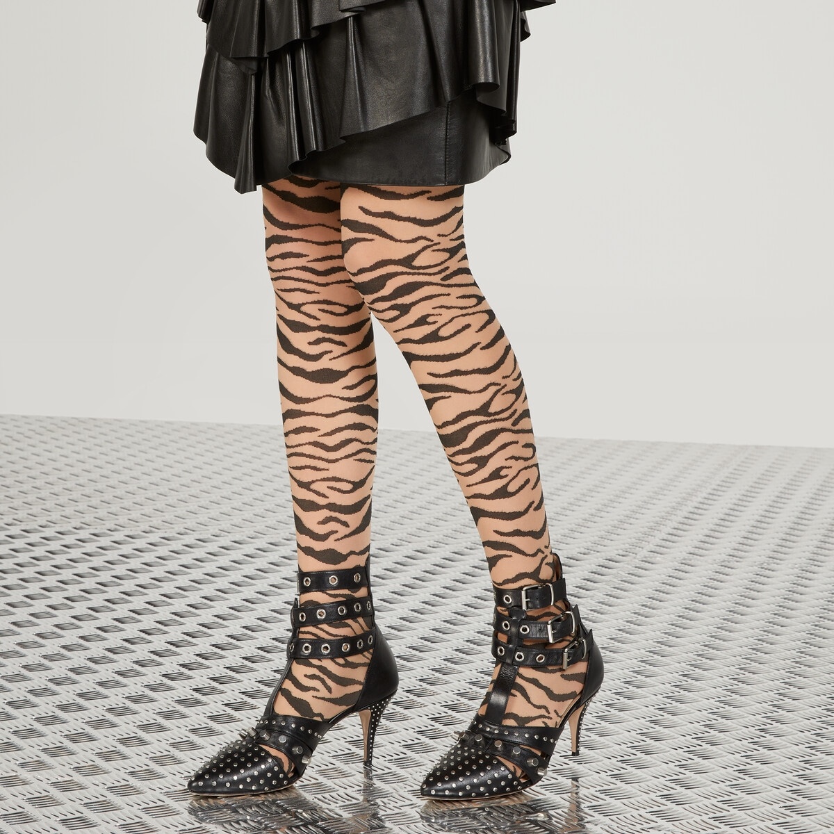 Stretch knit zebra print tights - 3