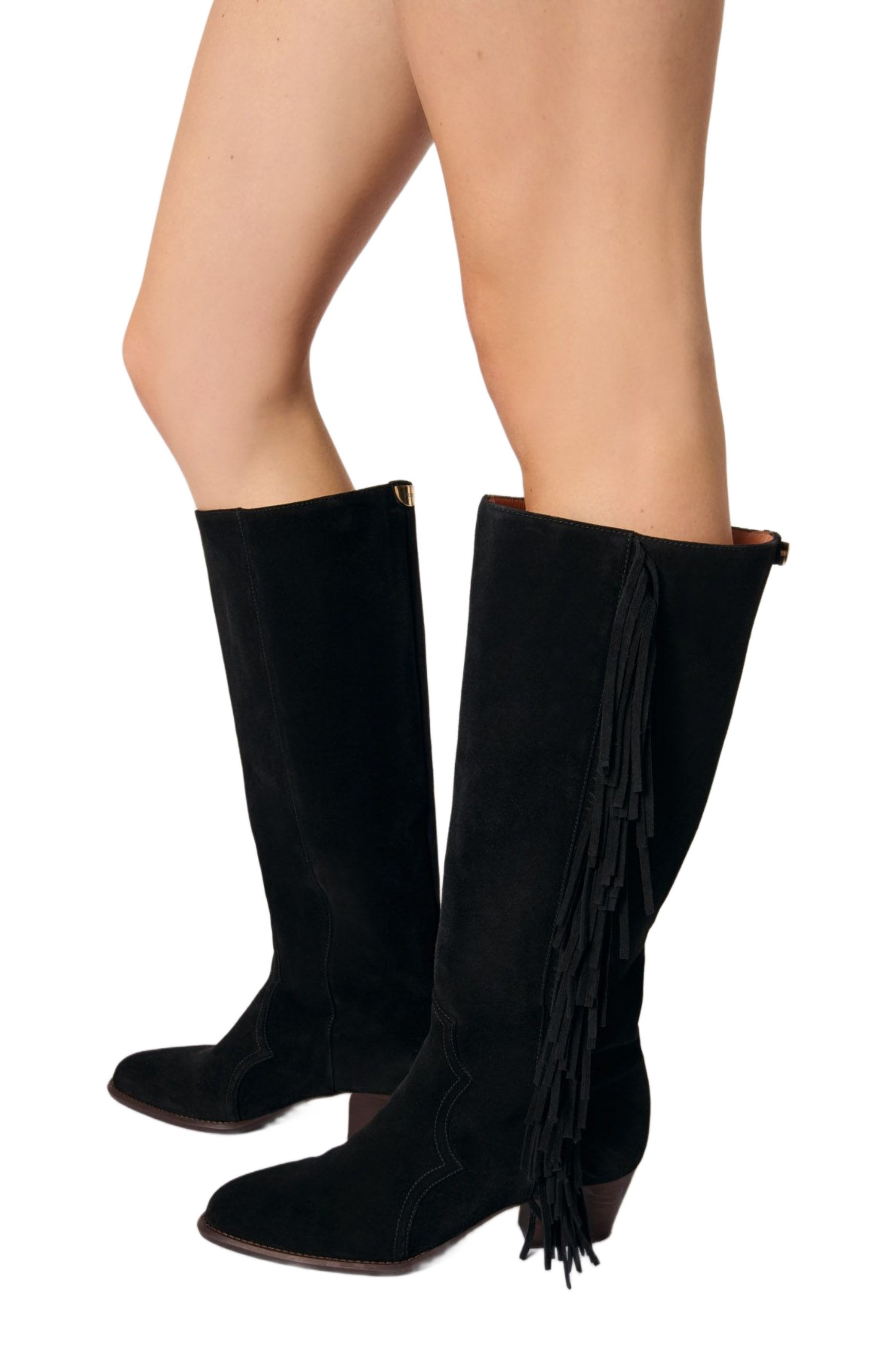 maje Fringed nubuck shorts in Beige at Nordstrom - 8