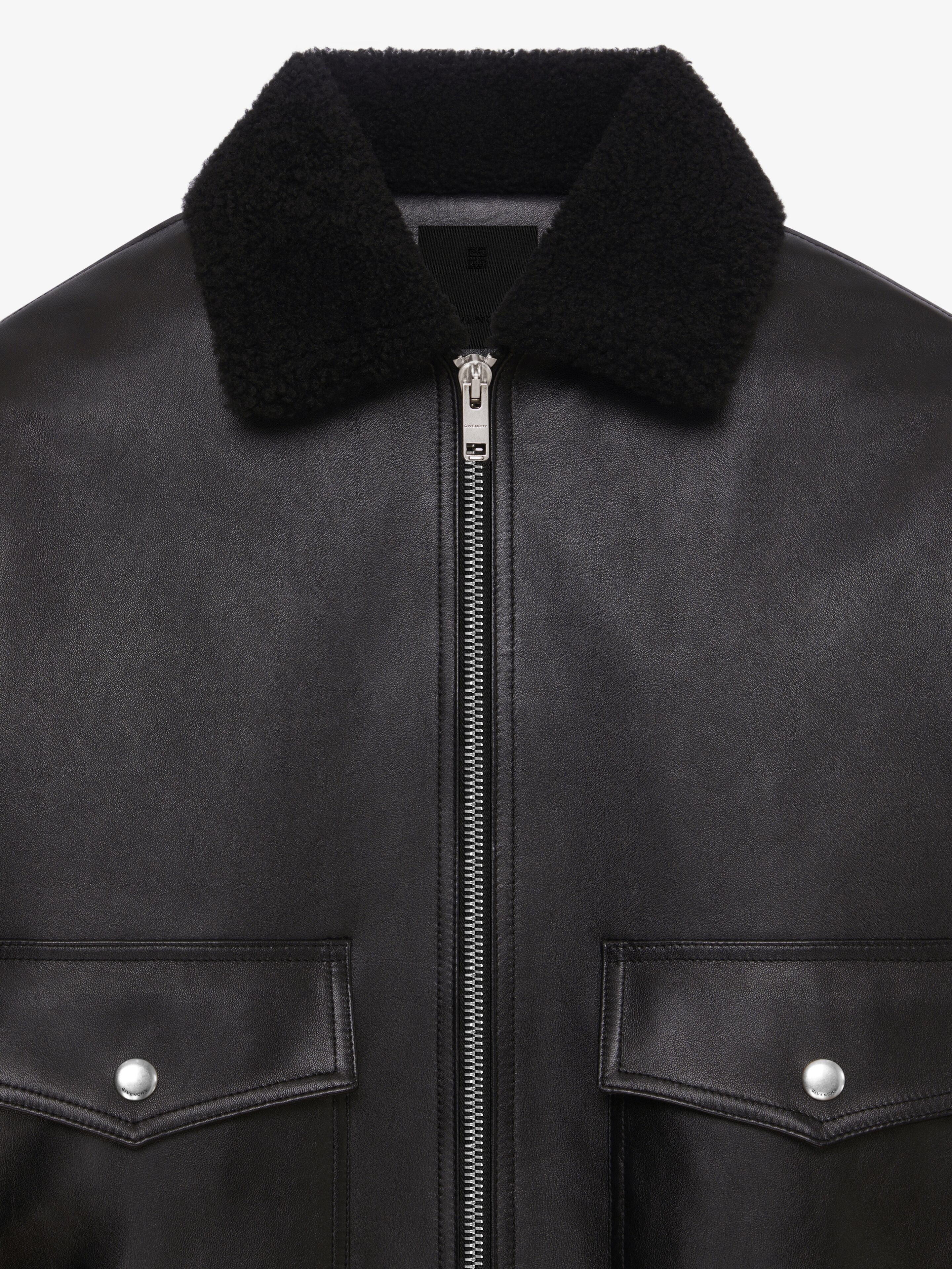 AVIATOR JACKET IN LEATHER AND SHEARLING WITH POCKET - 5