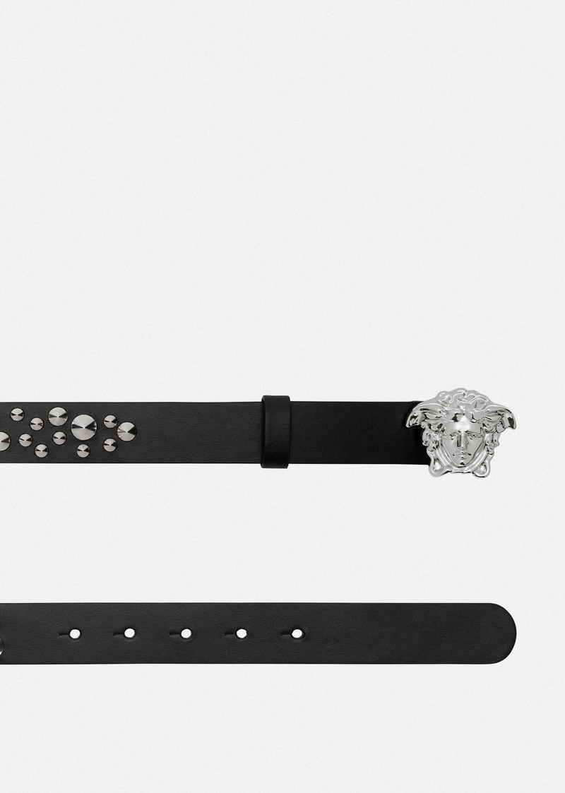 VERSACE Spiked La Medusa Leather Belt outlook