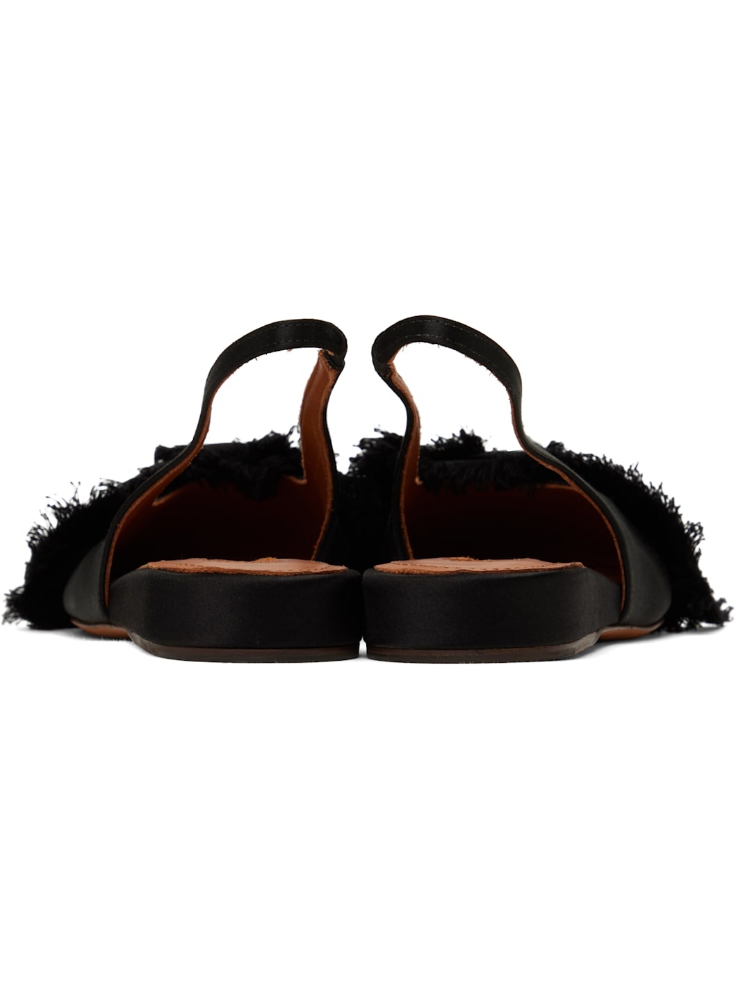 Black Slingback Satin Ballerina Flats - 2