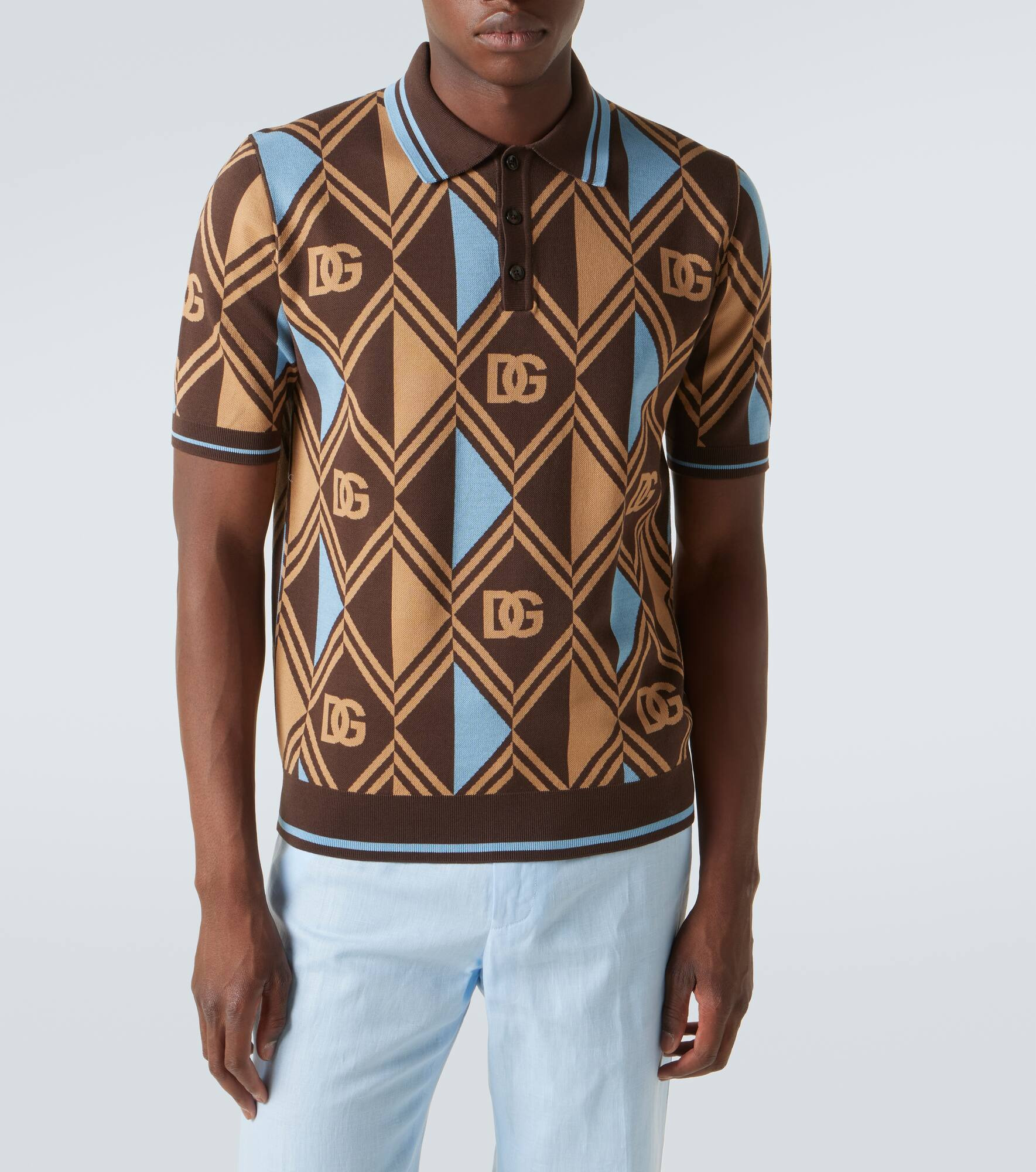 DG jacquard cotton piqué polo shirt - 3