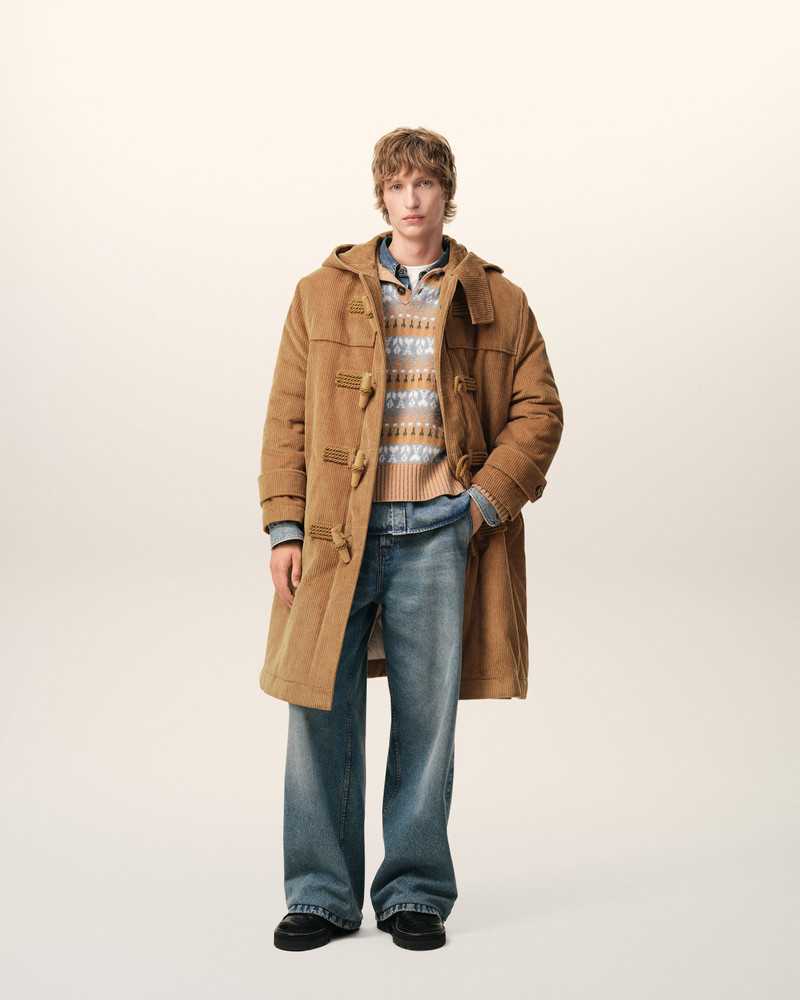 AMI Paris BROWN WOOL CORDUROY DUFFLE COAT outlook