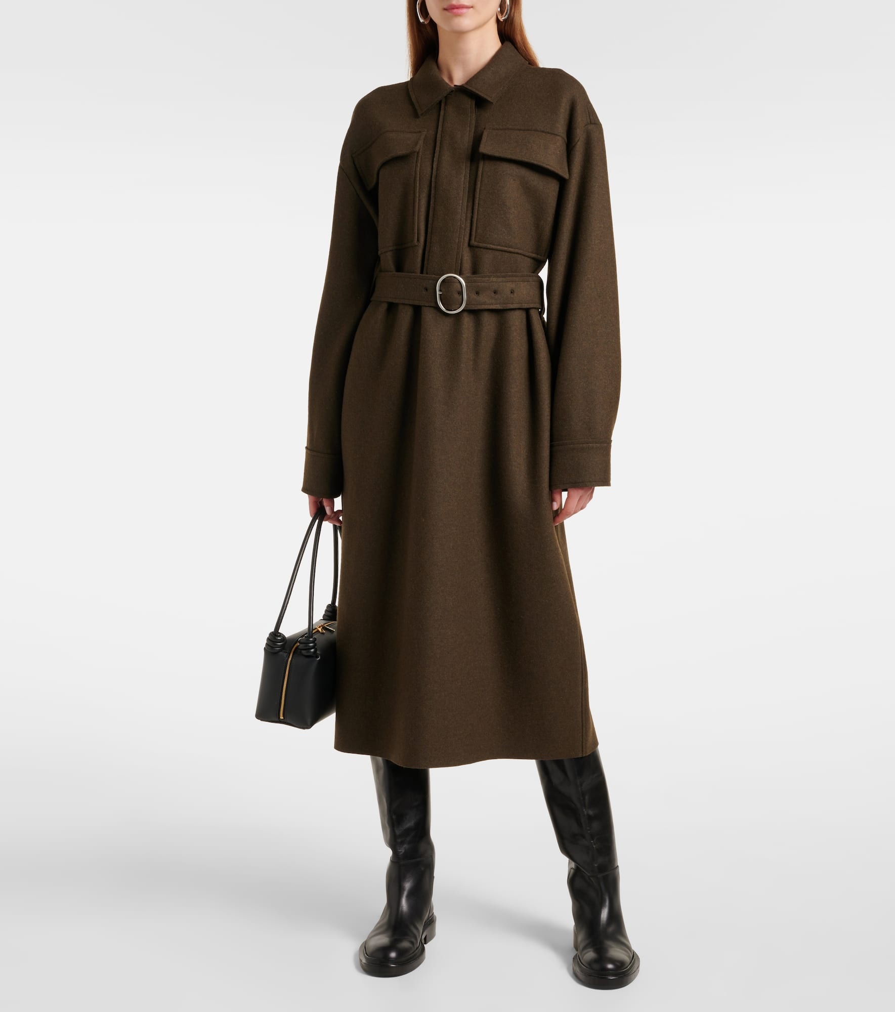 Belted wool-blend shirt dress - 2
