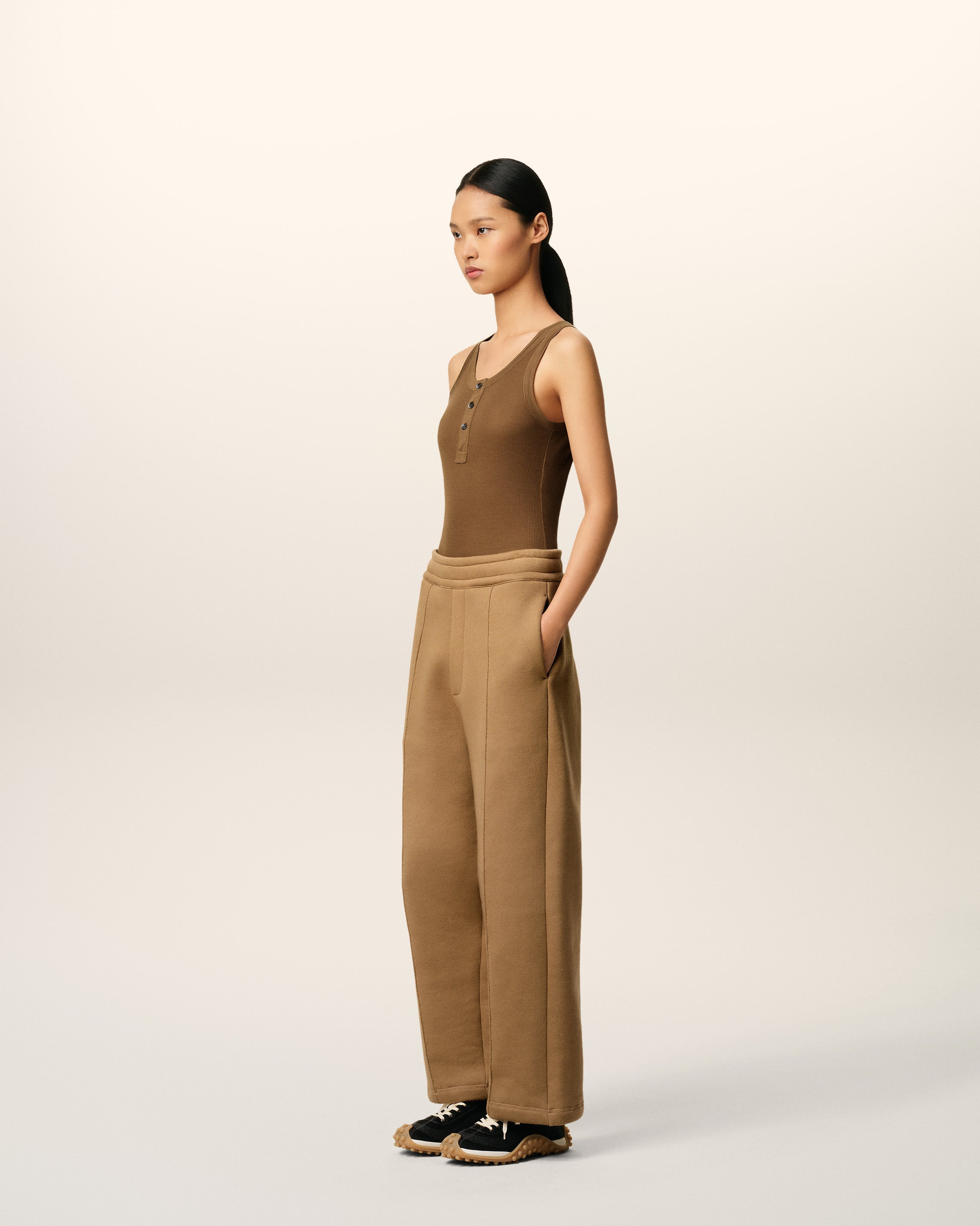 BROWN COTTON FLARE AMI DE CŒUR JOGGING - 5