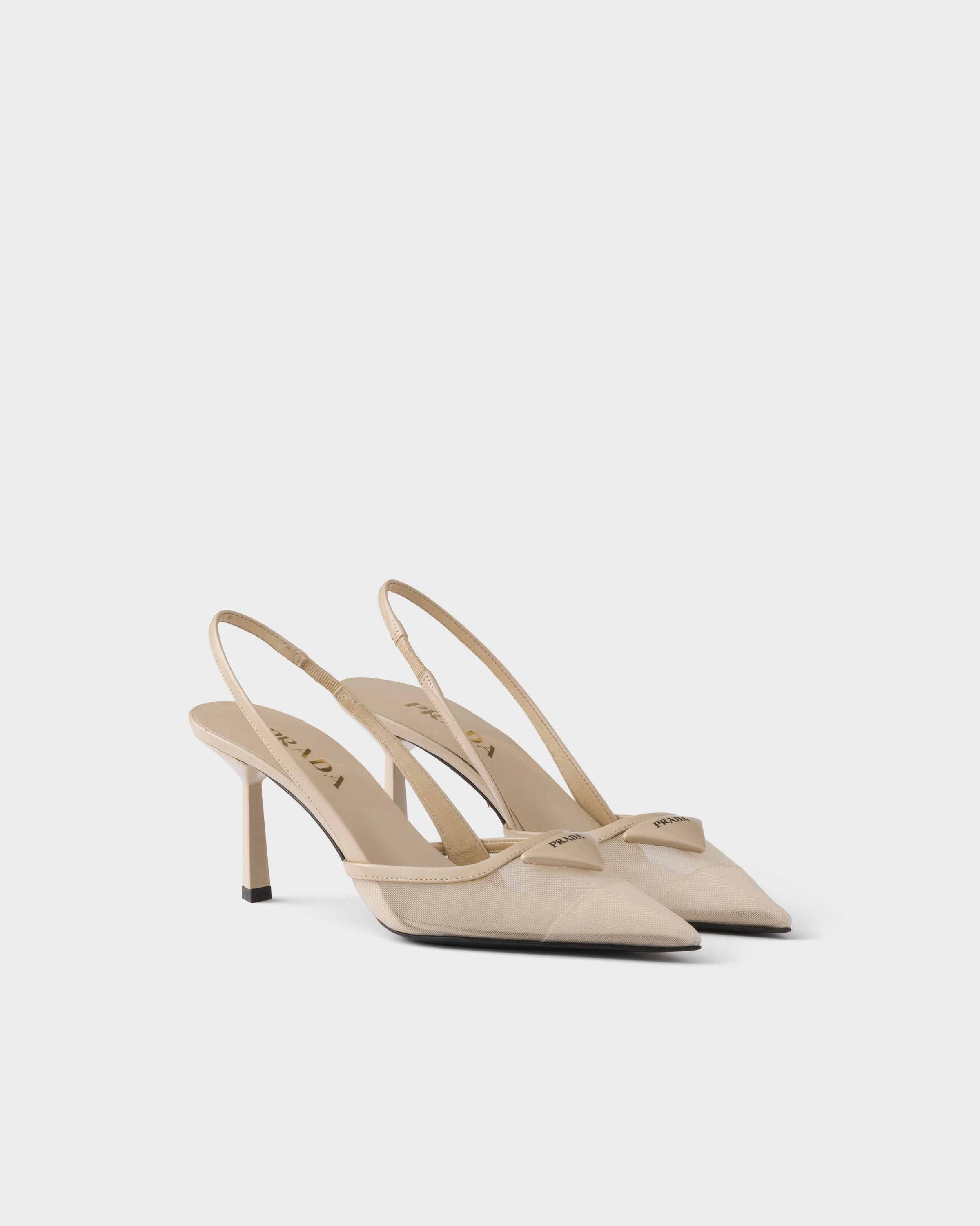 Mesh fabric slingback pumps - 1