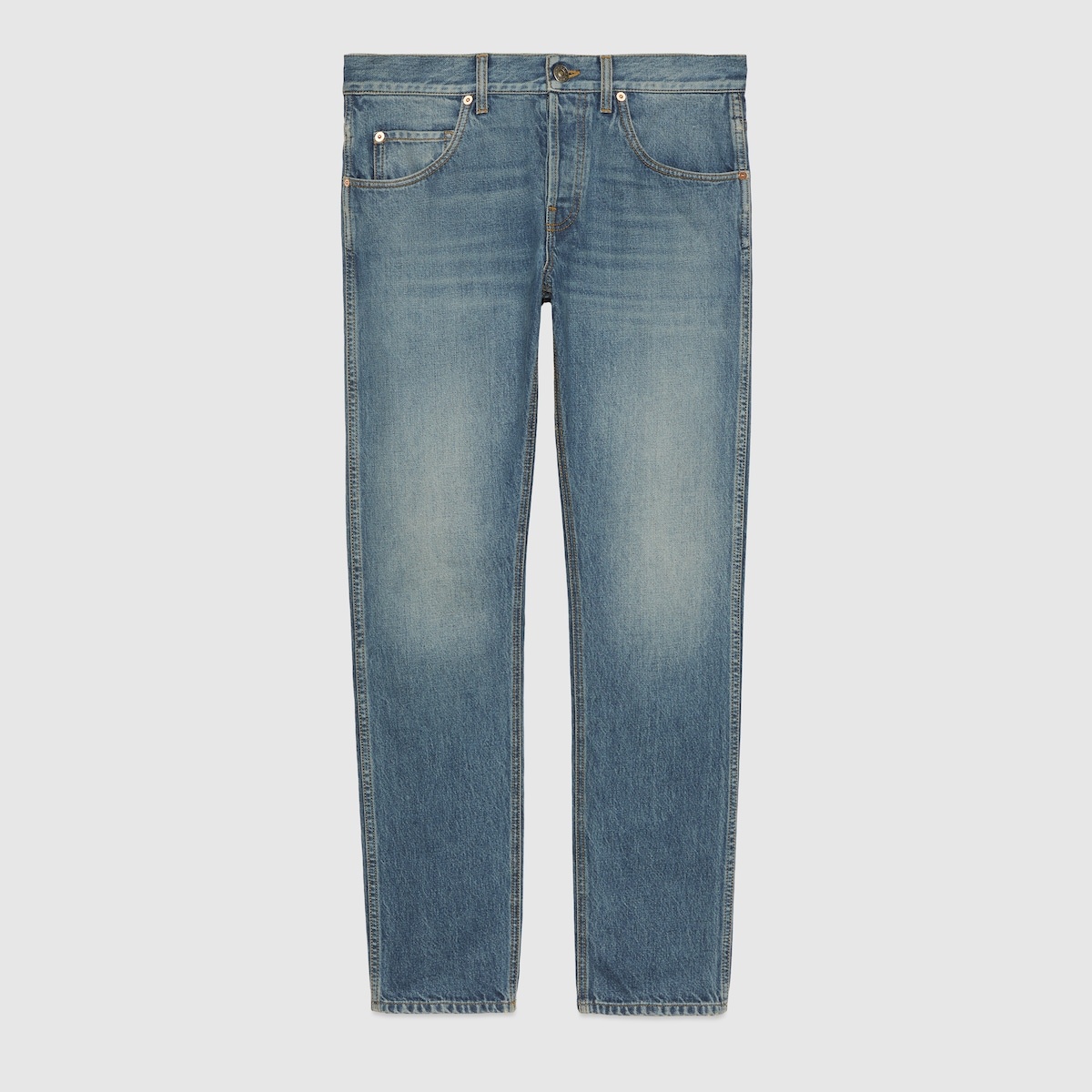 GUCCI Denim pant with leather label | REVERSIBLE