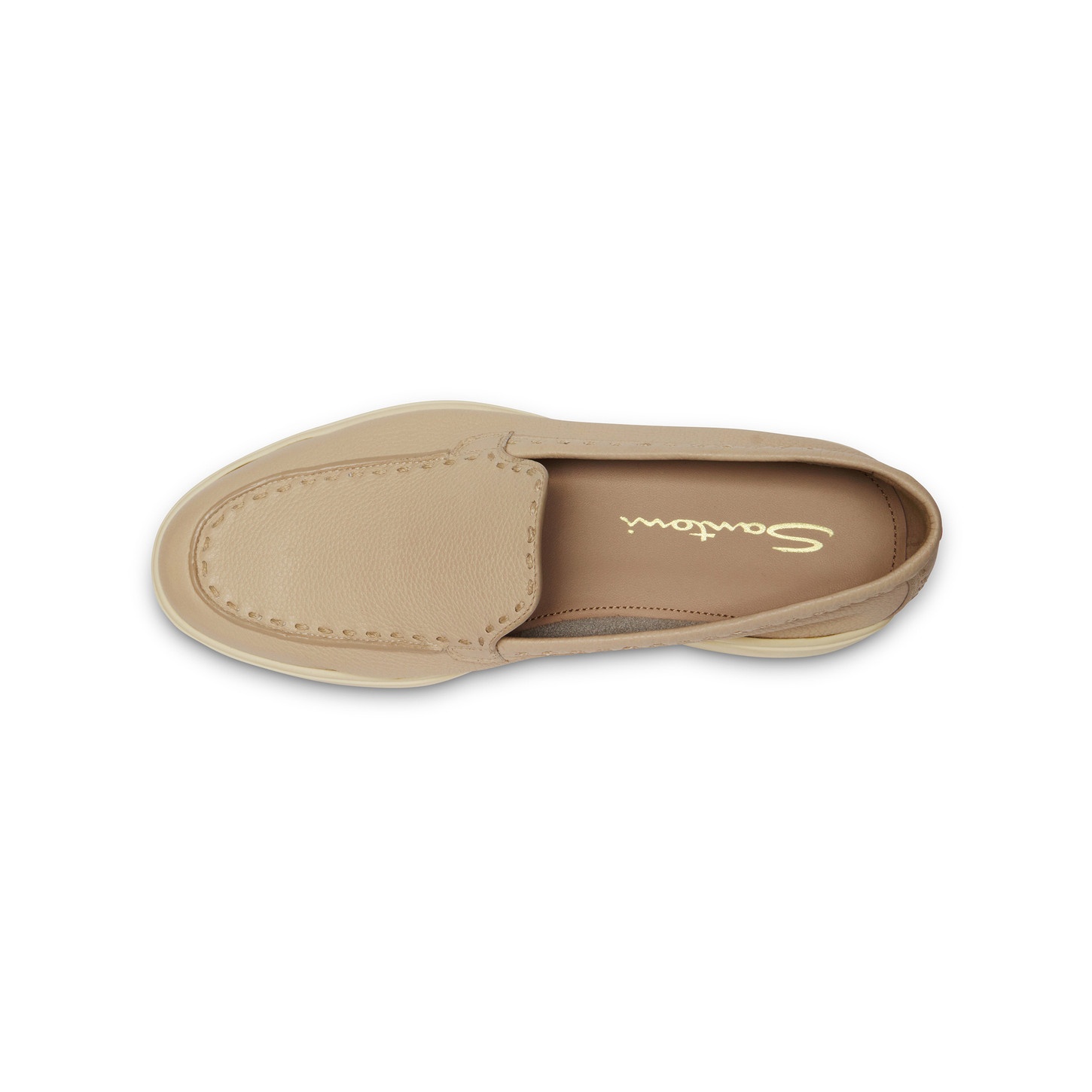 Women's pink tumbled leather loafer - 5