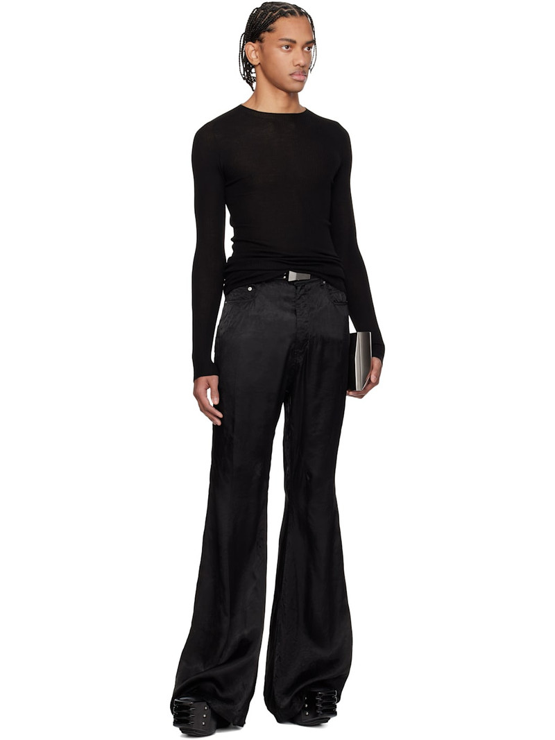 Rick Owens Black Temple Ribbed Round Neck Sweater outlook