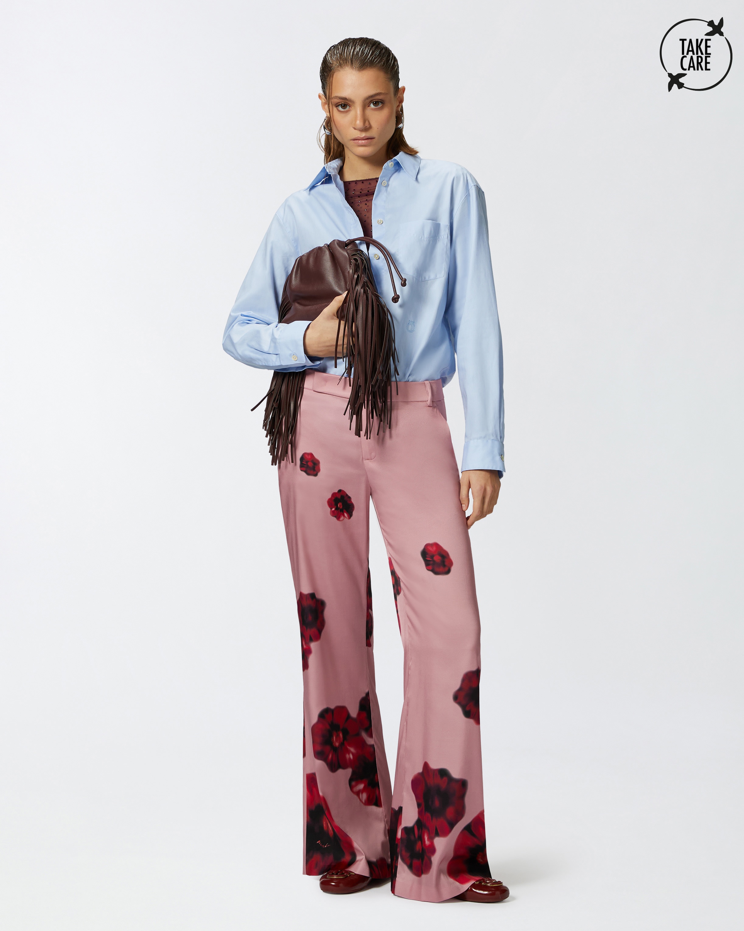 SATIN TROUSERS WITH FLORAL PRINT - 2