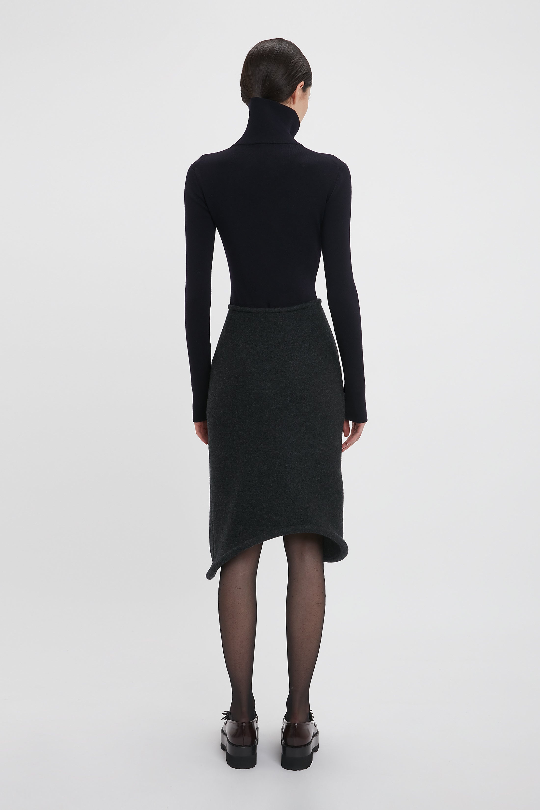 Padded Tube Detail Skirt In Charcoal - 4