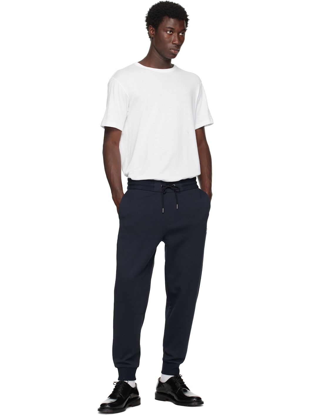 Navy Drawstring Jersey Cotton Sweatpants - 4
