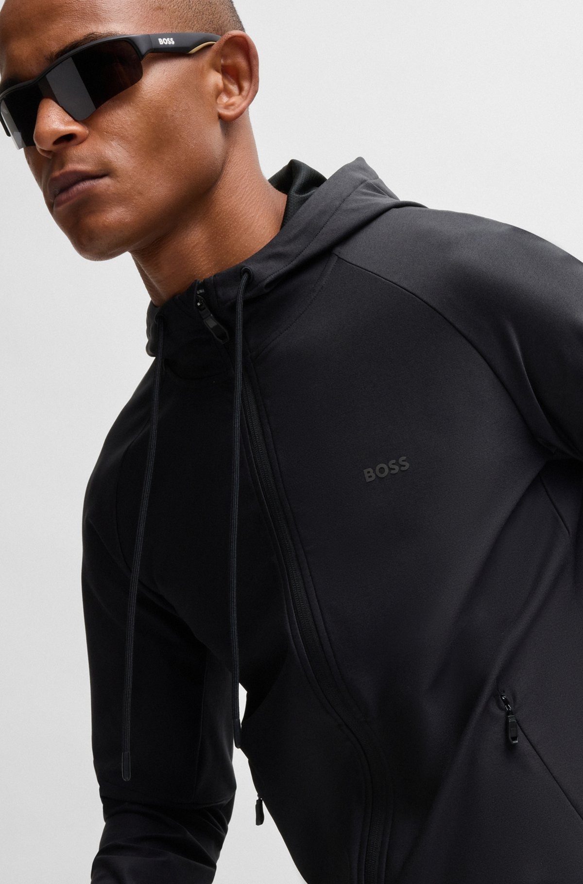 ACTIVE-STRETCH ZIP-UP HOODIE WITH LOGO DETAIL - 6