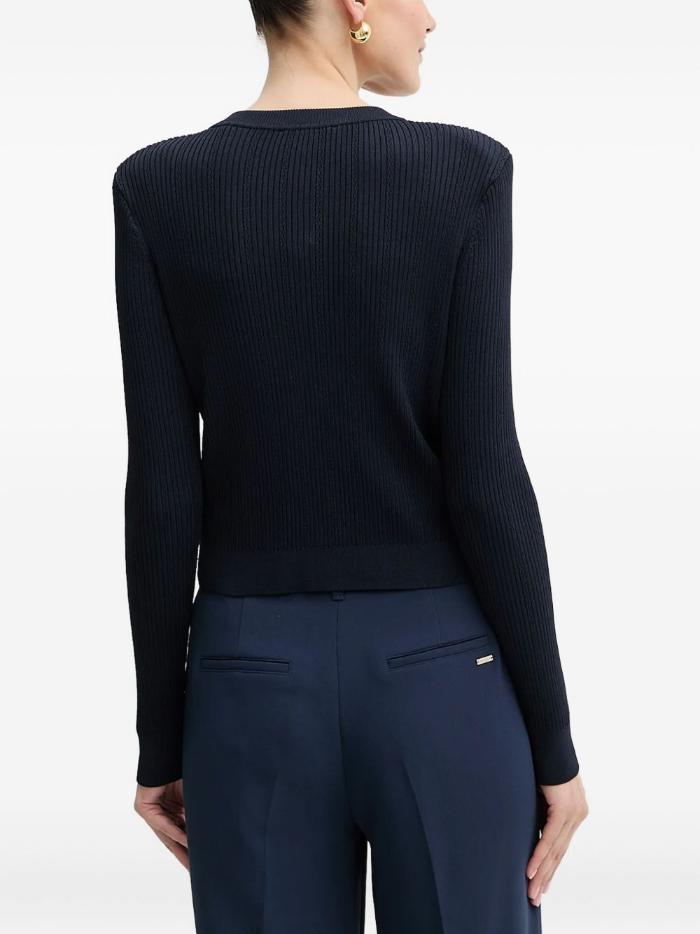 ribbed button-embellished cardigan - 3
