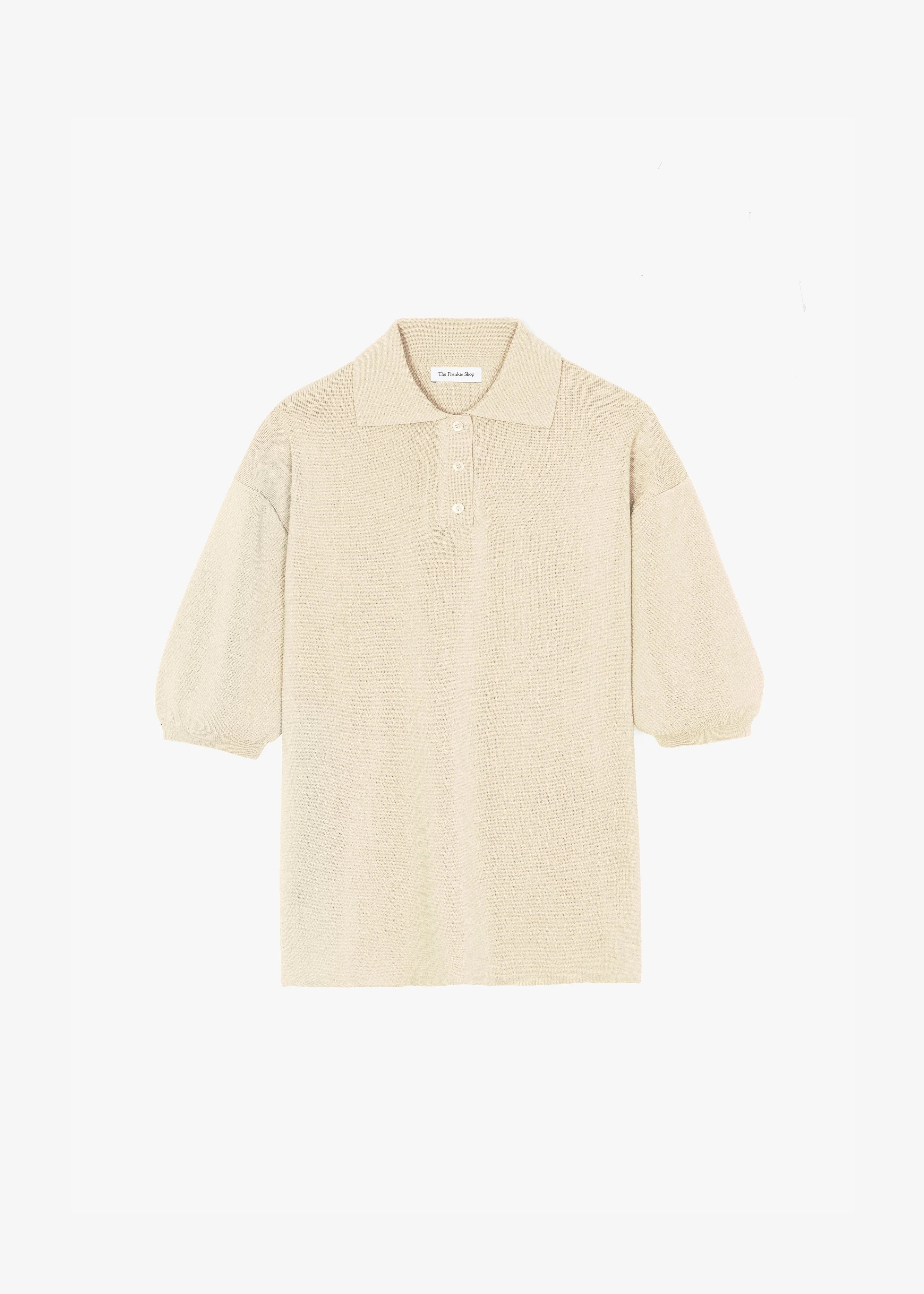 Nola Knit Polo Top - Cream - 1