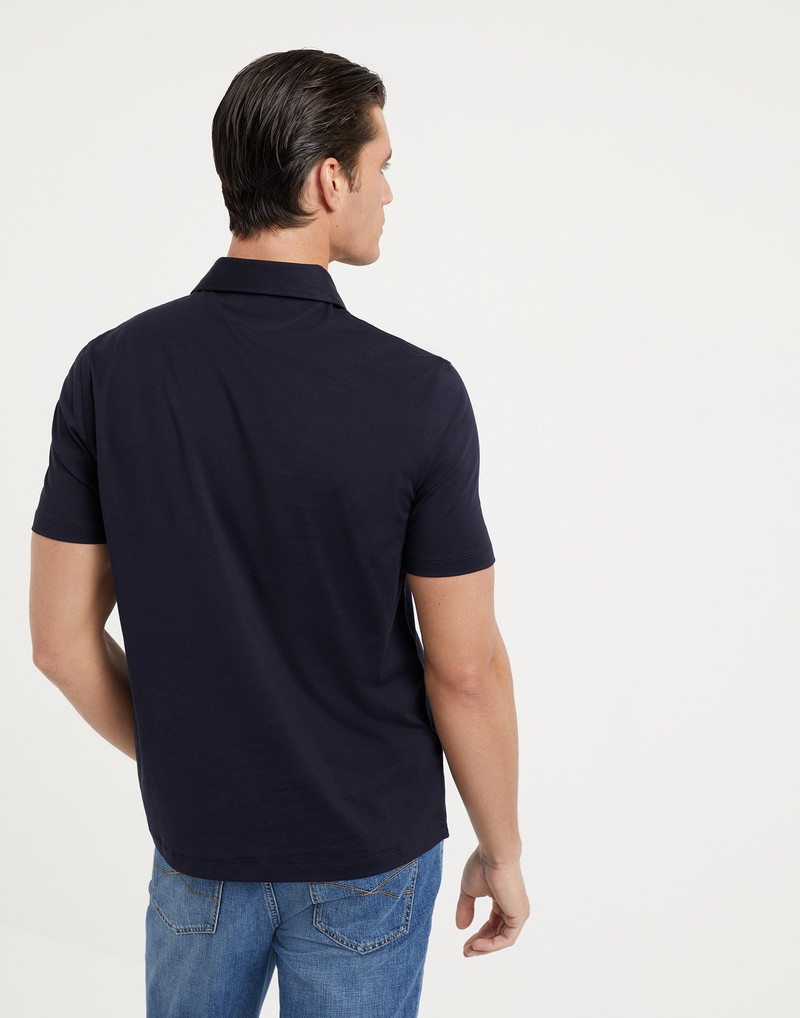 Brunello Cucinelli Cotton jersey basic fit polo with shirt-style collar outlook