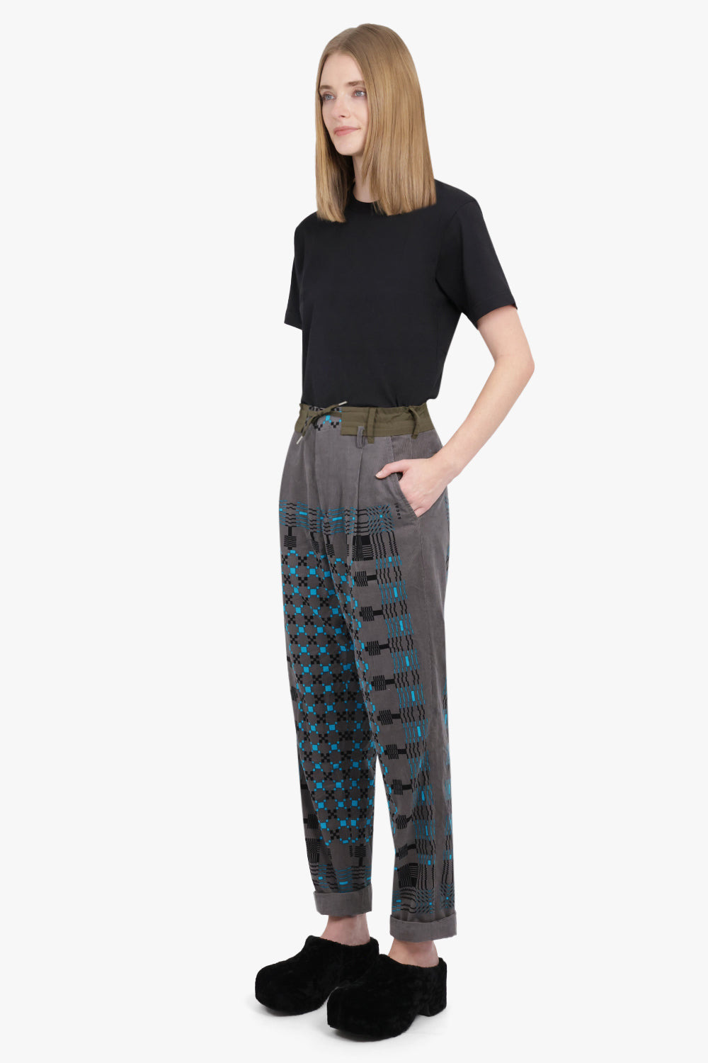 GEOMETRIC PRINT PANTS | GRAY - 2