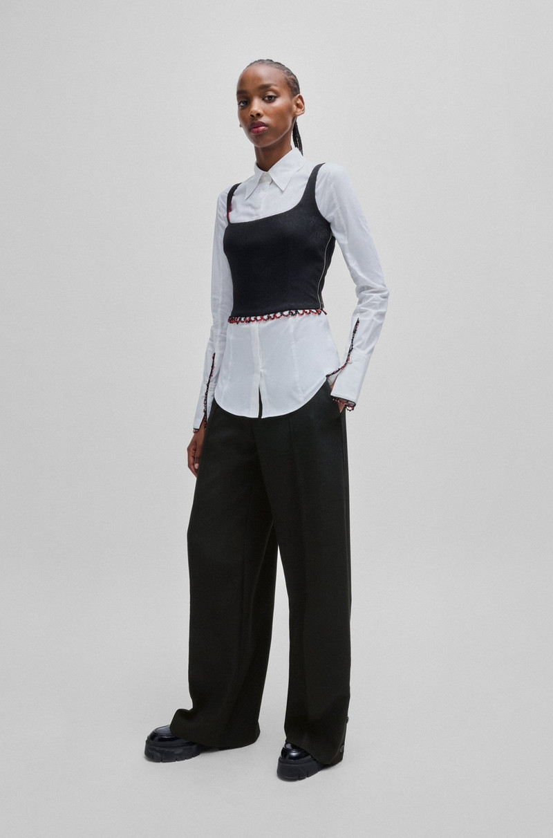 HUGO HUGO X LES BENJAMINS RELAXED-FIT TROUSERS IN JACQUARD FABRIC outlook