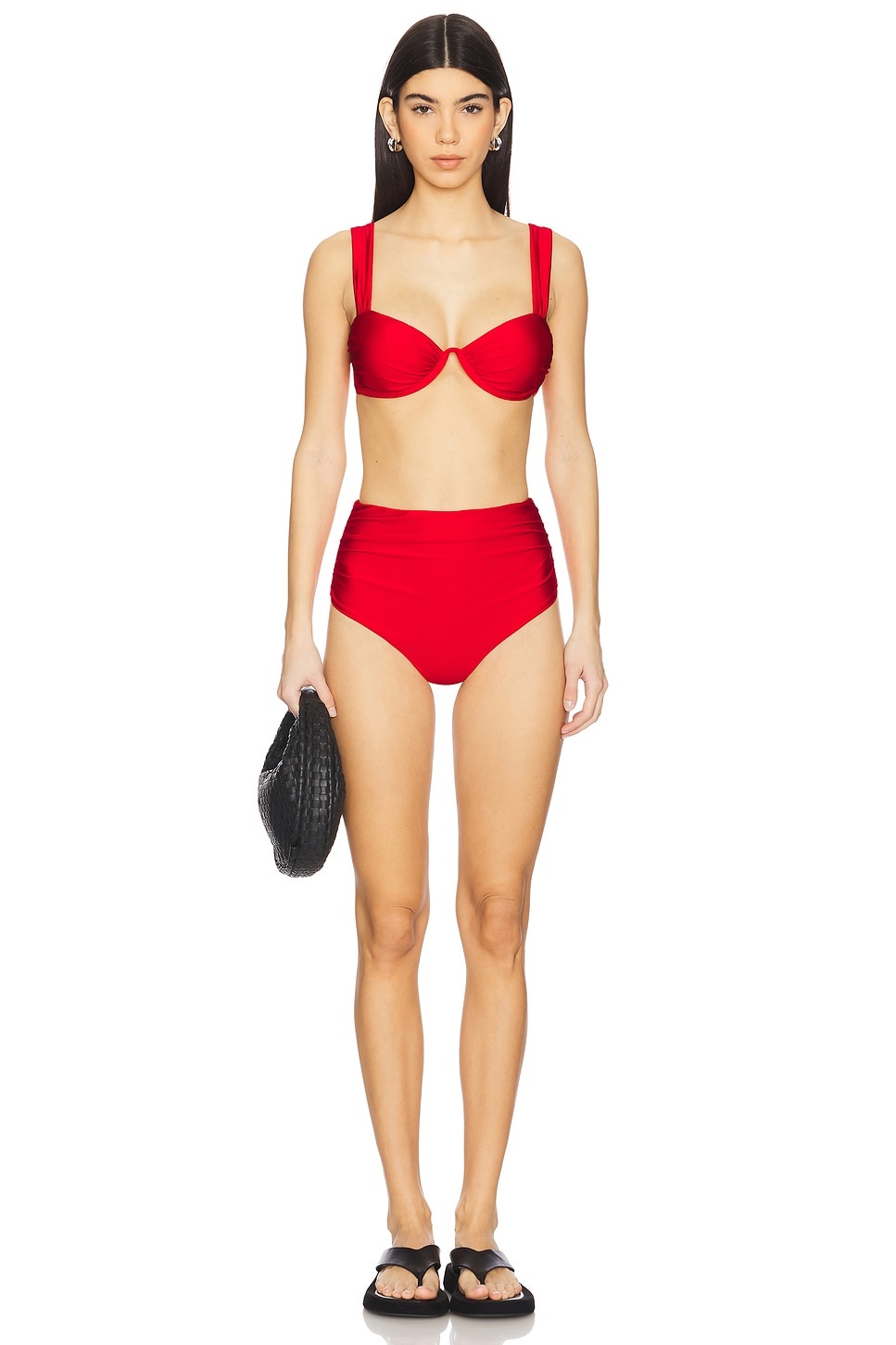Teya High Waisted Ruched Bikini Bottom - 4