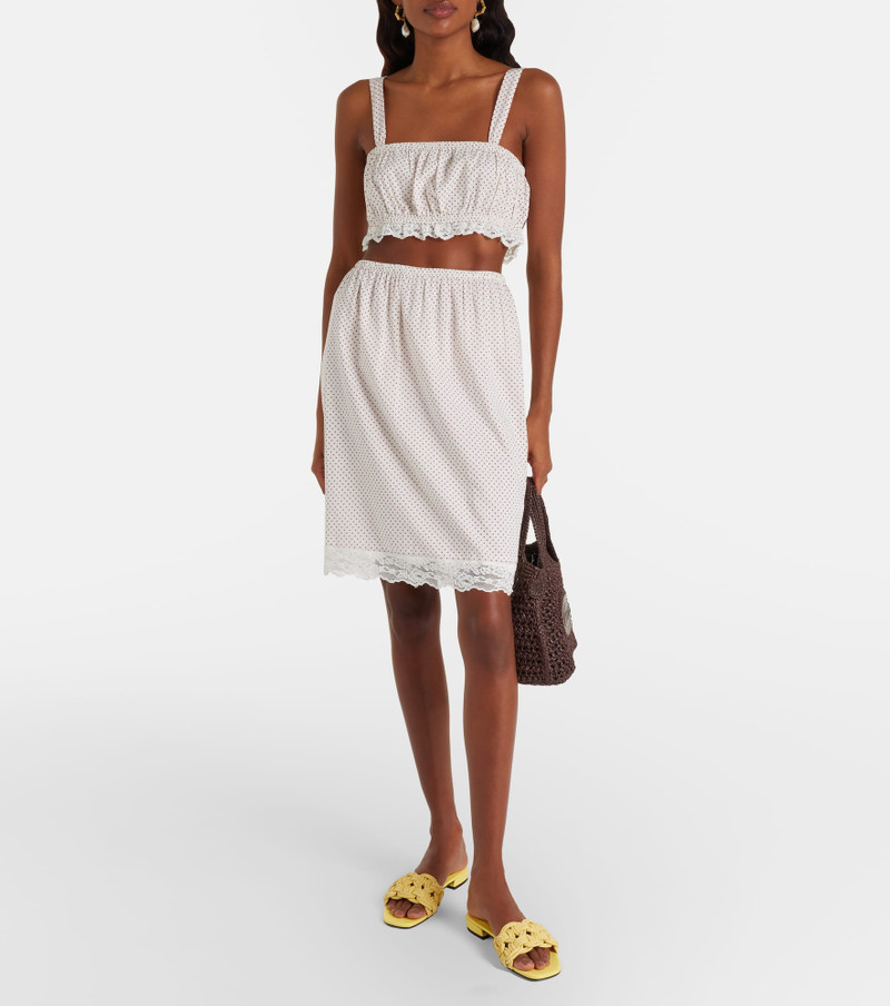 POSSE Marlowe lace-trimmed polka-dot cotton midi skirt outlook