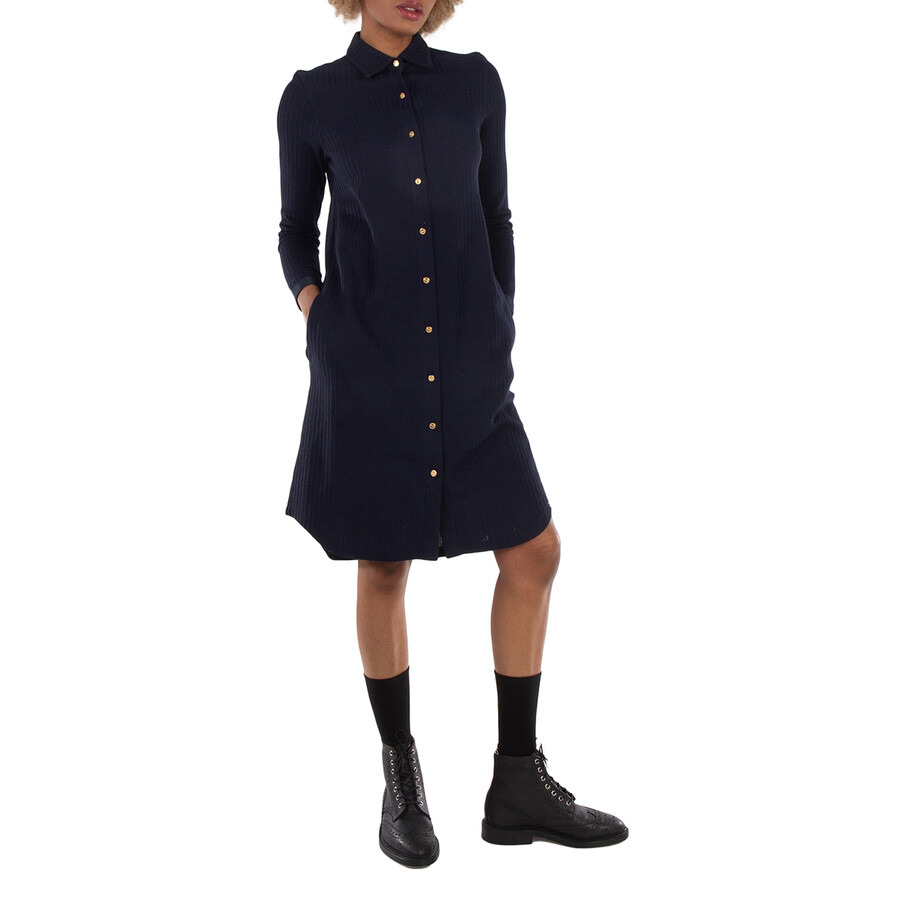 Thom Browne Cotton Tuck Rib Shirtdress - 3