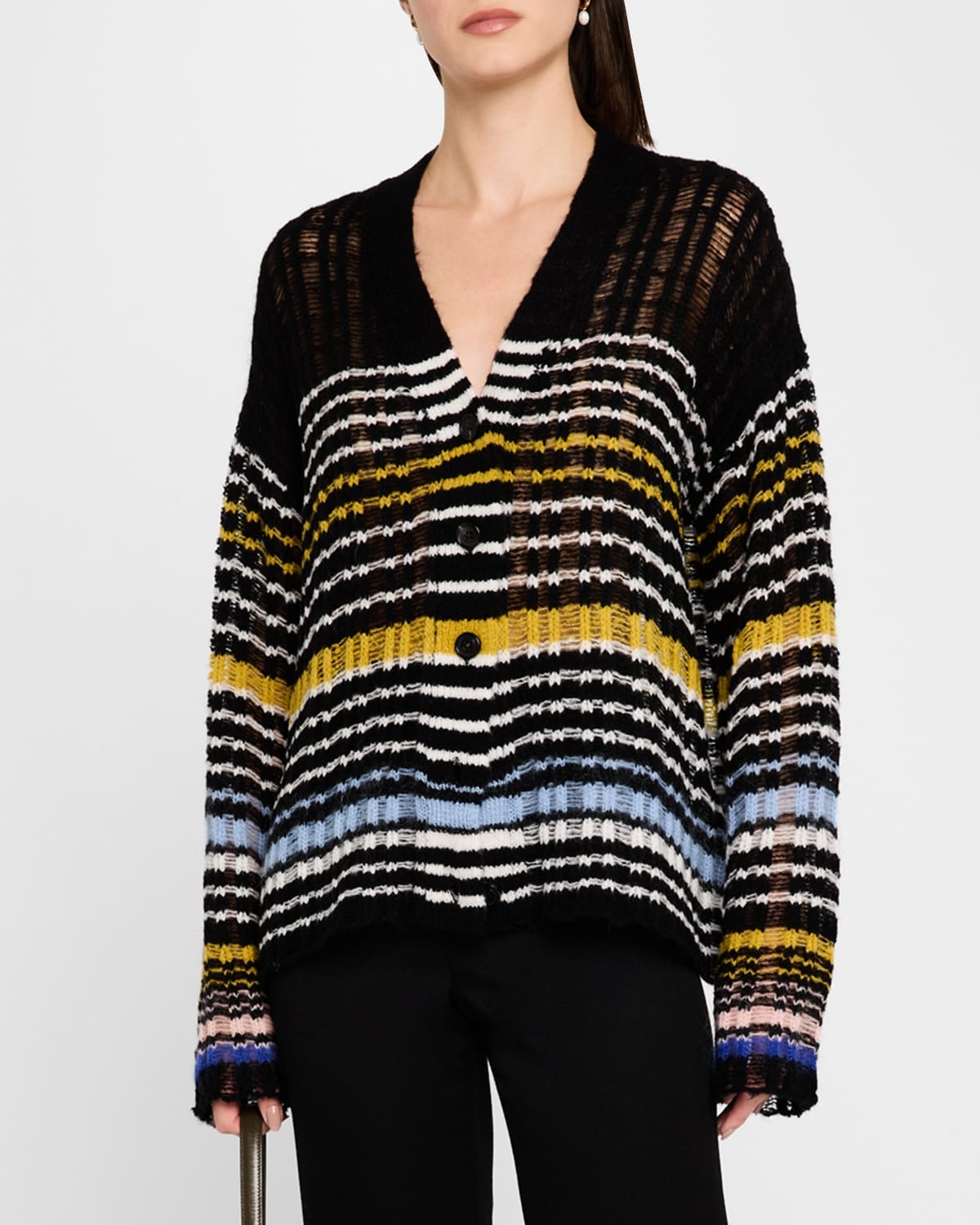 Stephen Striped Boucle Knit V-Neck Cardigan - 4