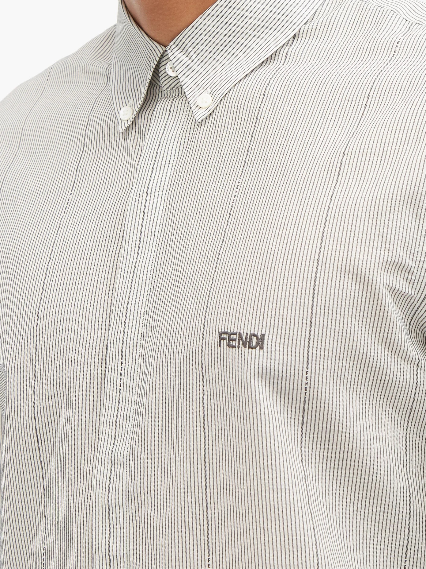 Logo-embroidered pinstriped cotton-poplin shirt - 3