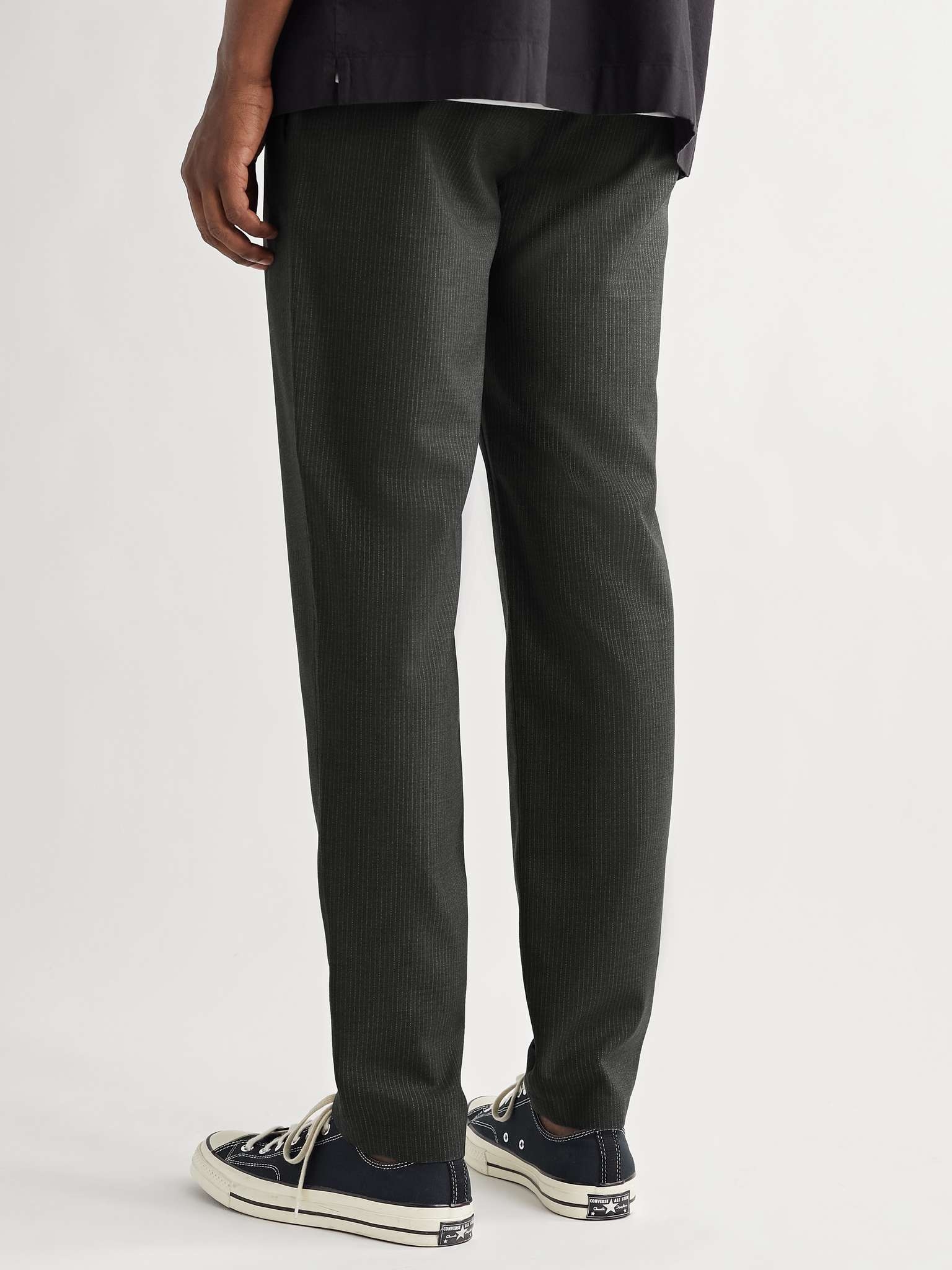 New Kaplan Pinstriped Wool Drawstring Trousers - 4