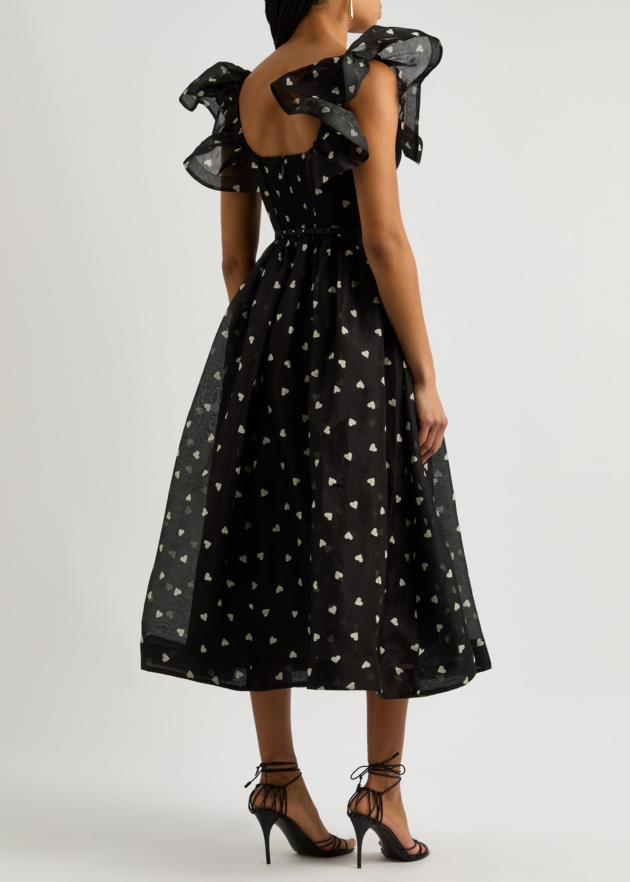【Zimmermann】CRUSH FRILLED MIDI DRESS ハート フリル ミディ Zimmermann Crushed Frilled Midi Dress | Harrods UK
