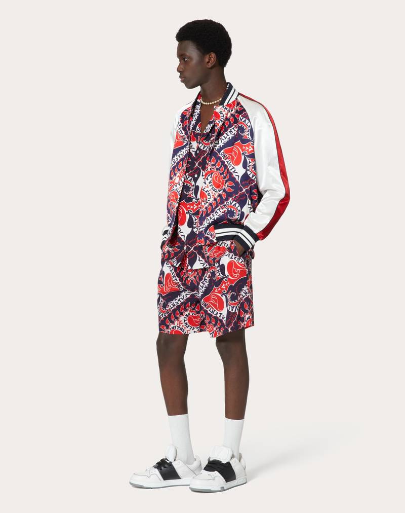 Valentino ARCHIVE MANIFESTO BANDANA PRINT SILK BERMUDA SHORTS outlook