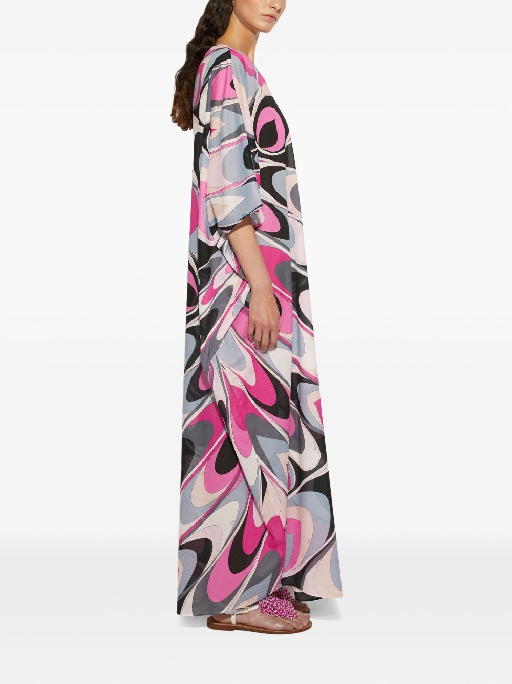onde-print kaftan dress - 3